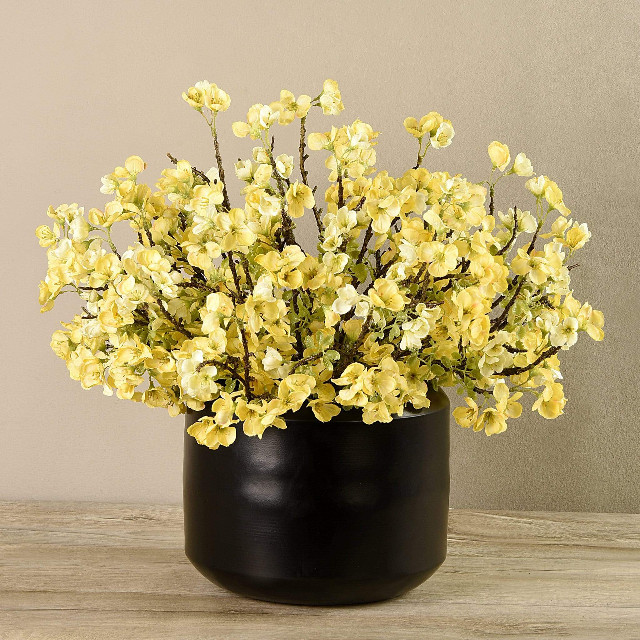 Artificial Blossom Spray in Black Vase - Image 2