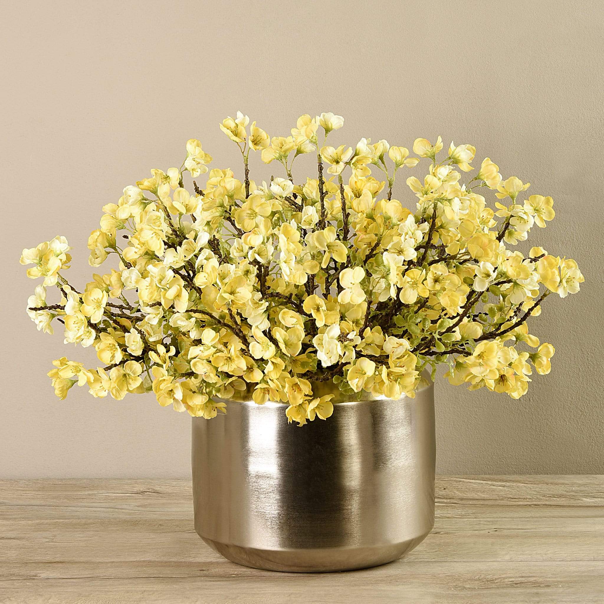 Artificial Blossom Spray in Silver Vase - Image 2