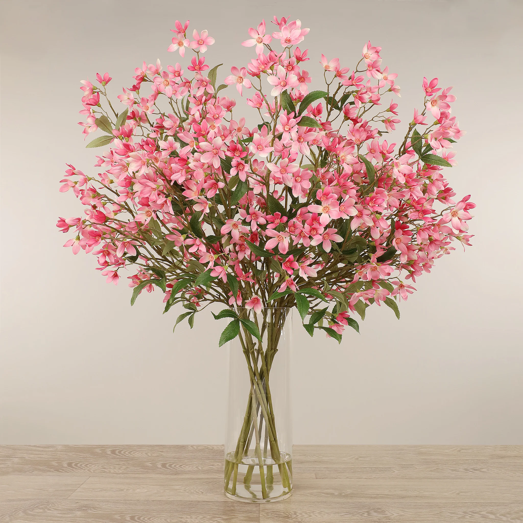 Artificial Ceratopetalum Arrangement in Glass Vase - Image 2