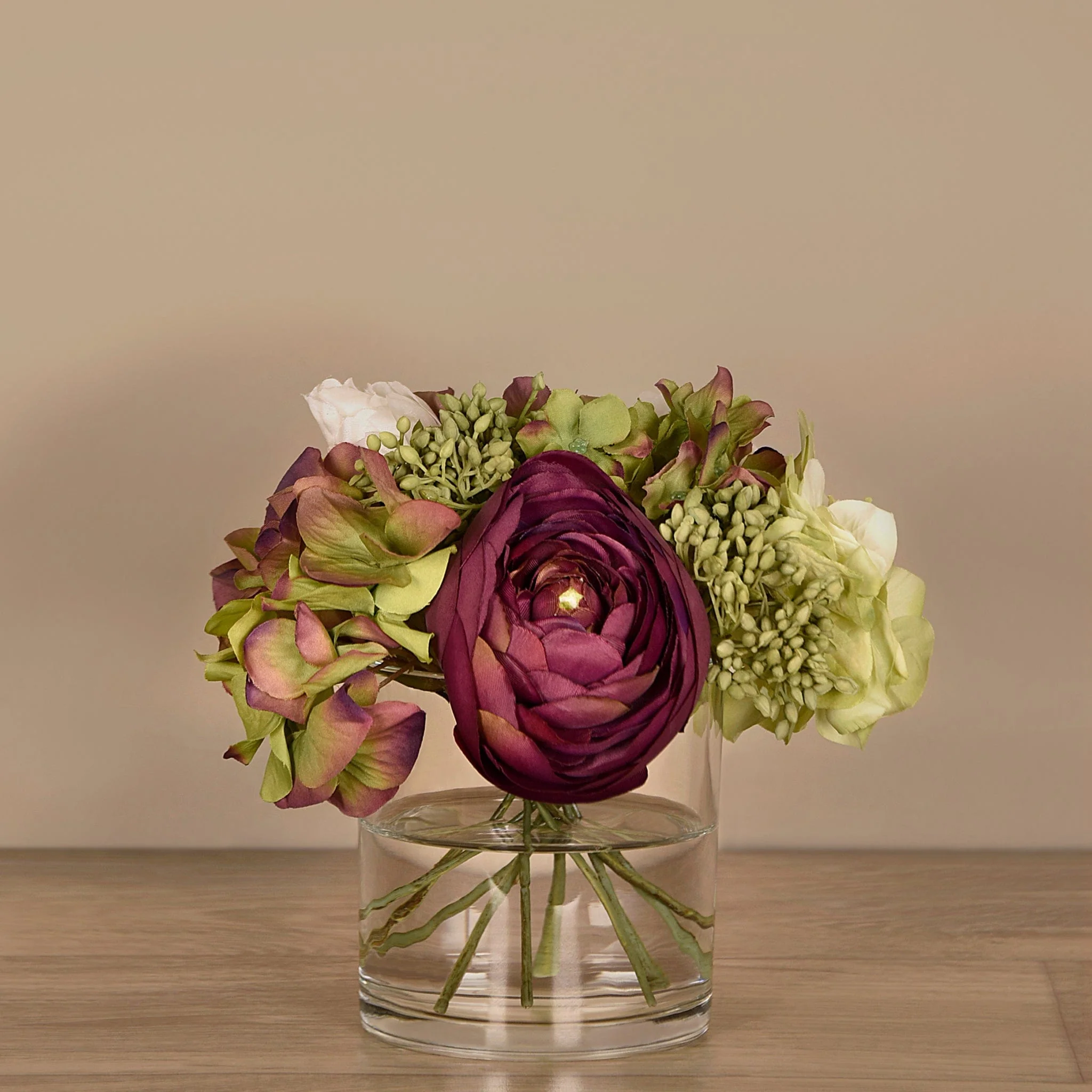Artificial Mixed Flower Arrangement in Glass Vase - Image 2