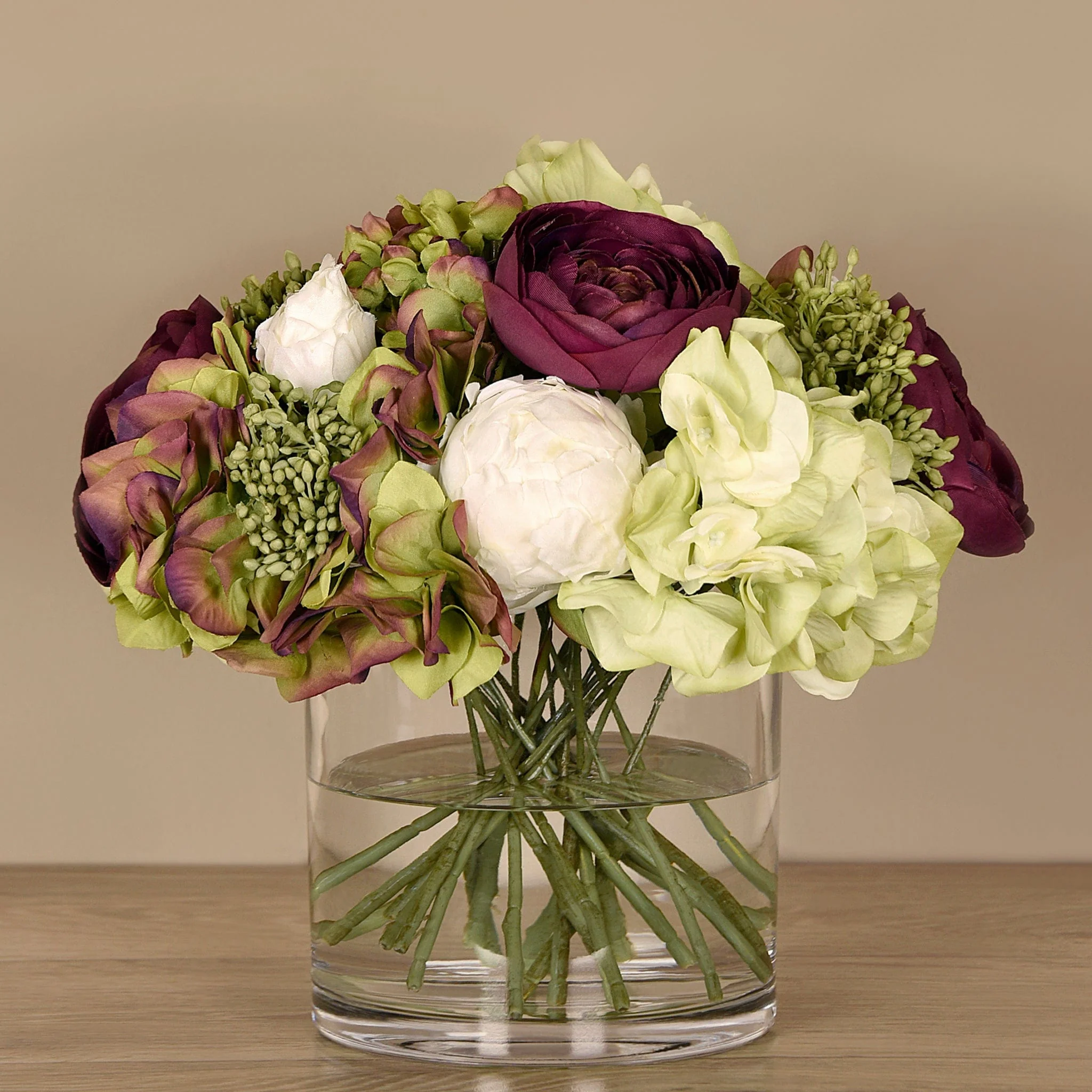 Artificial Mixed Flower Arrangement in Glass Vase - Image 4