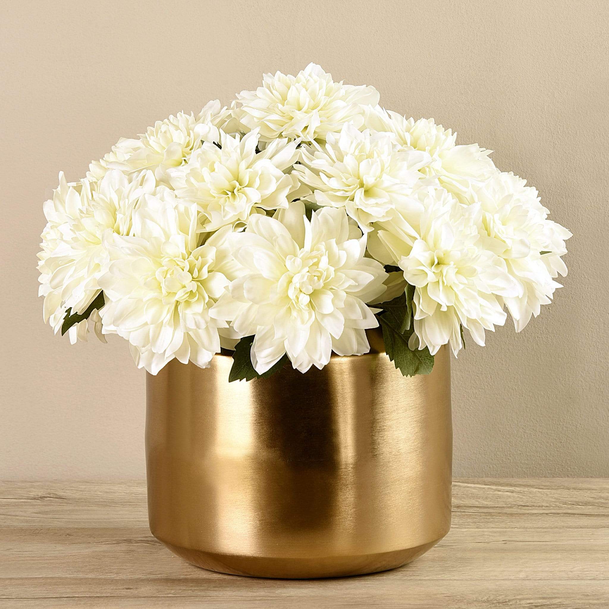 Artificial Dahlia in Gold Vase