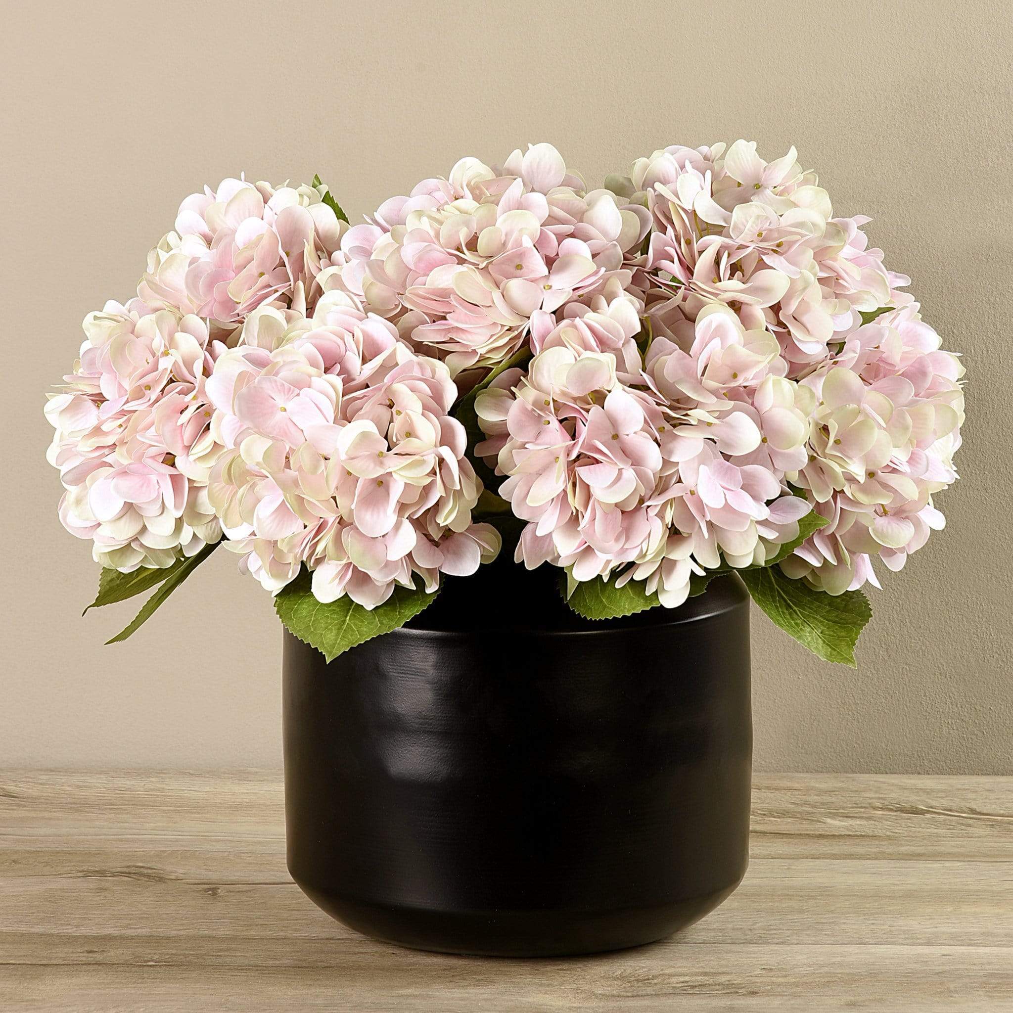 Artificial Hydrangea Arrangement in Black Vase - Image 2
