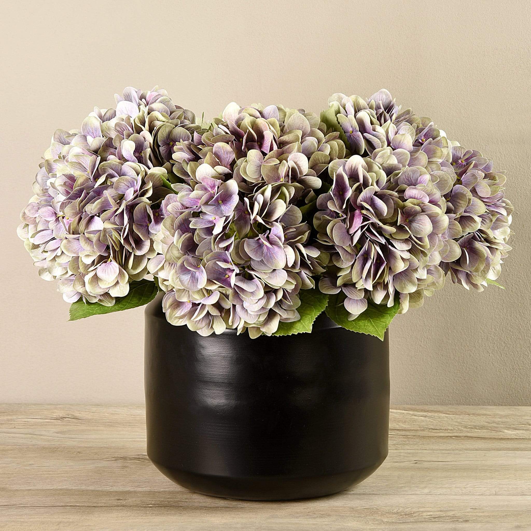 Artificial Hydrangea Arrangement in Black Vase - Image 3