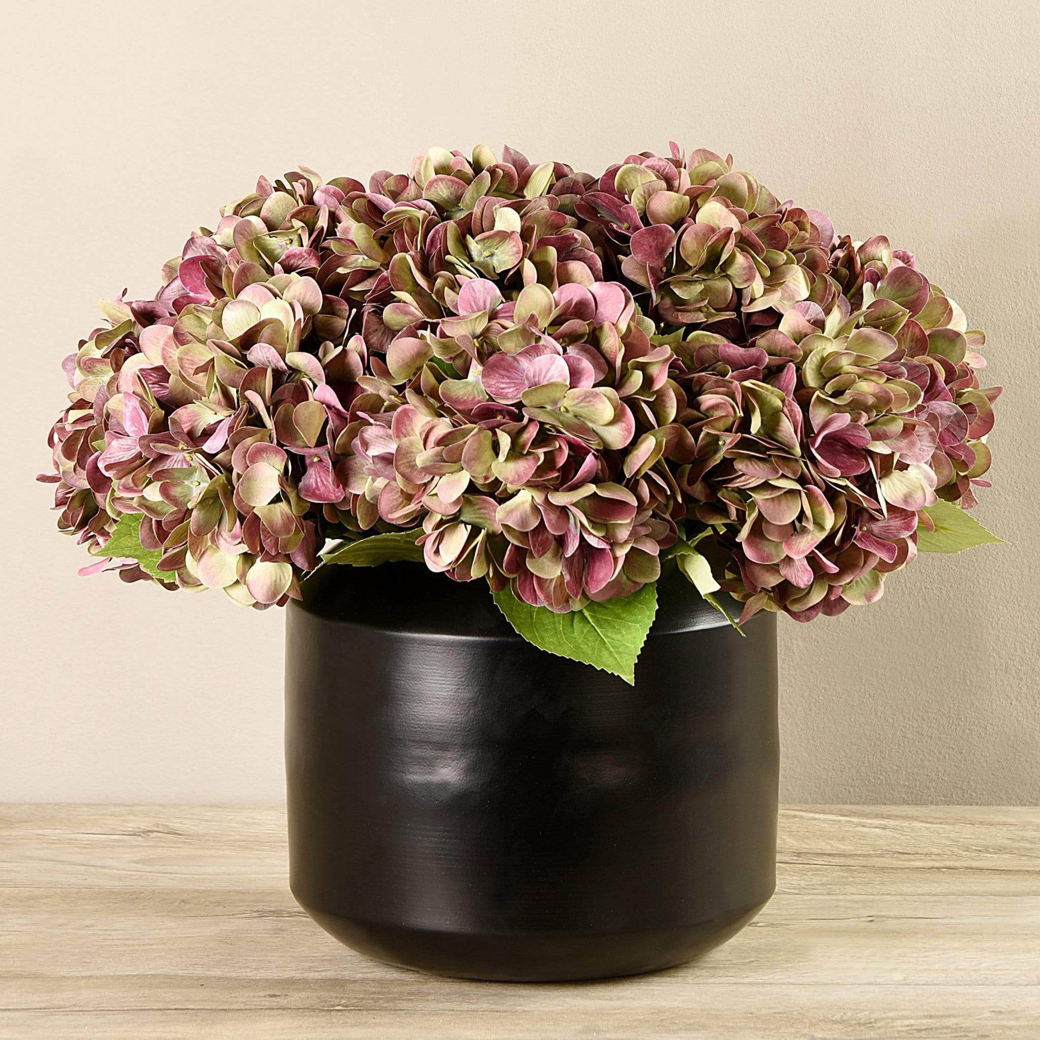 Artificial Hydrangea Arrangement in Black Vase - Image 4