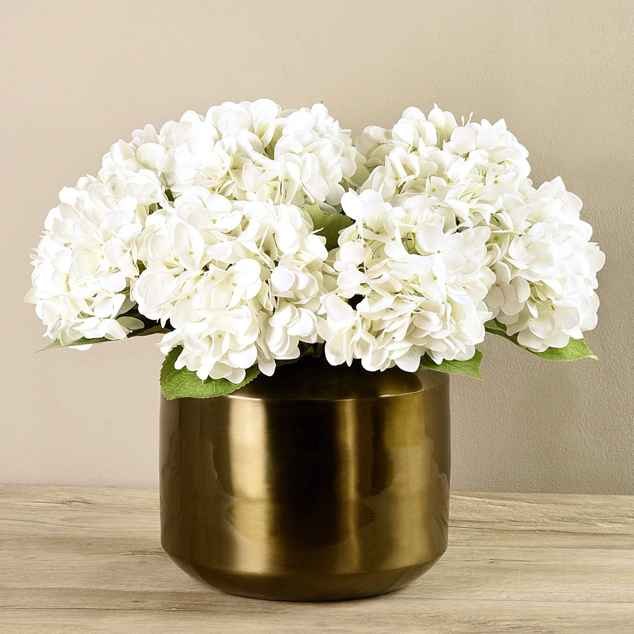 Artificial Hydrangea Arrangement in Copper Vase