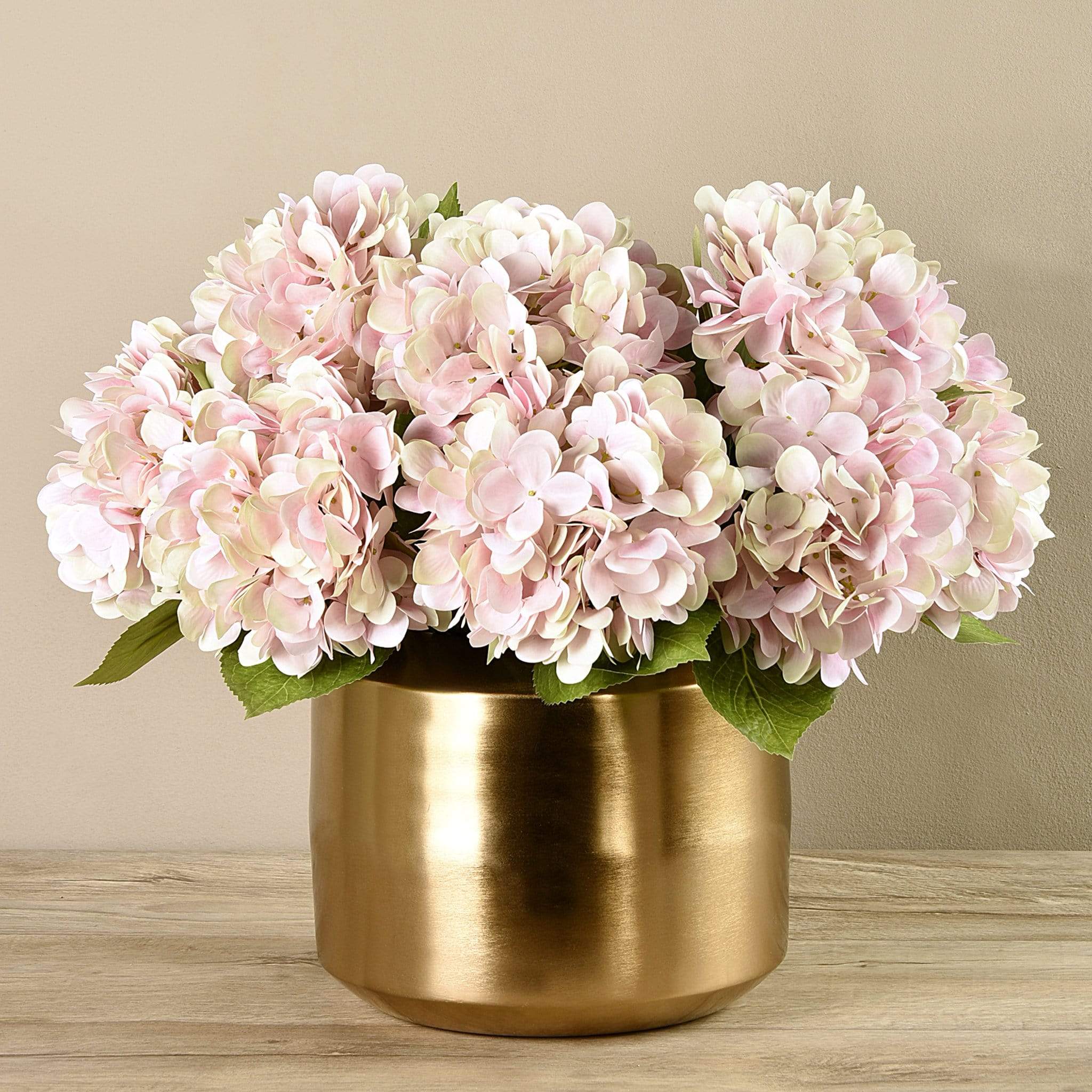 Artificial Hydrangea Arrangement in Gold Vase - Image 2
