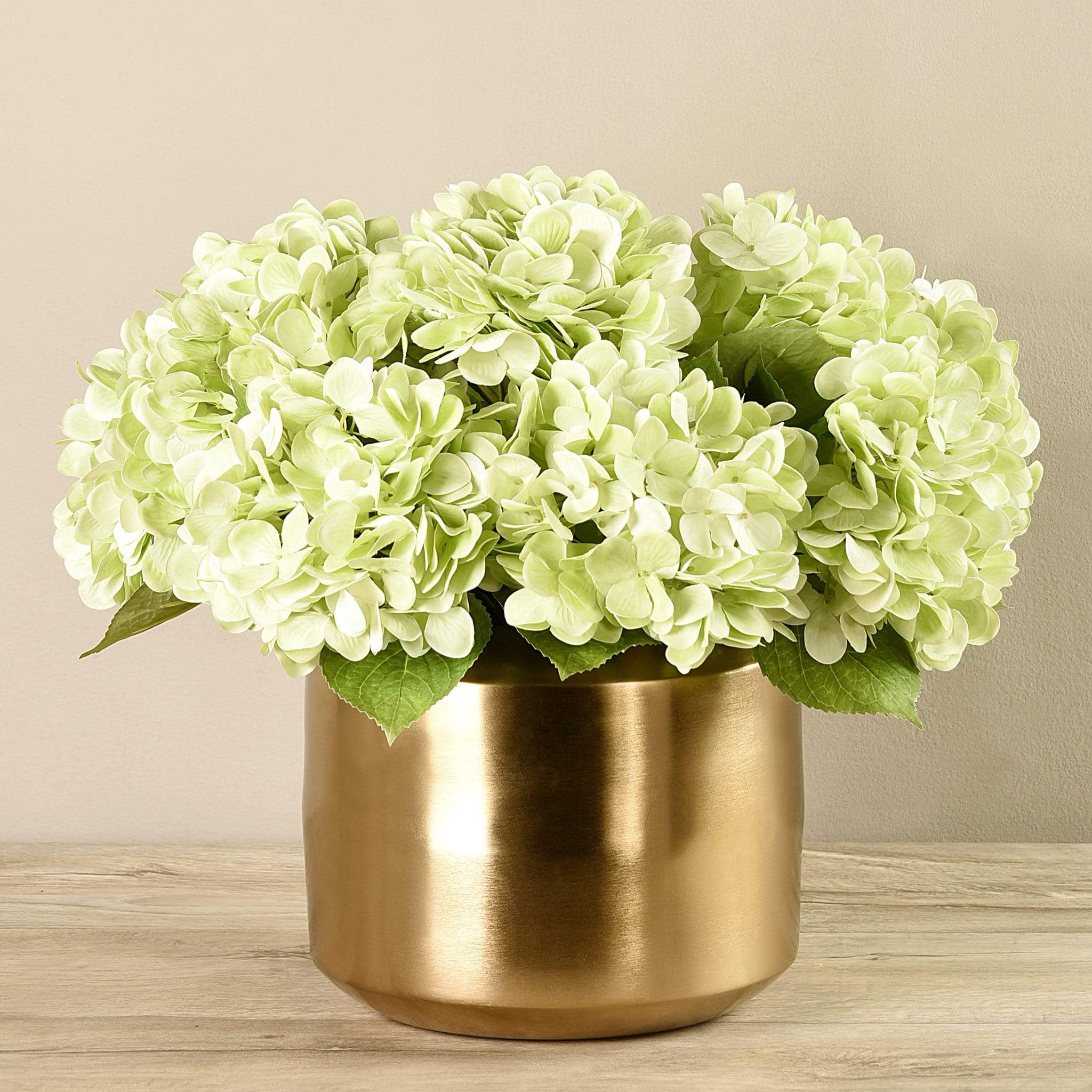 Artificial Hydrangea Arrangement in Gold Vase - Image 5