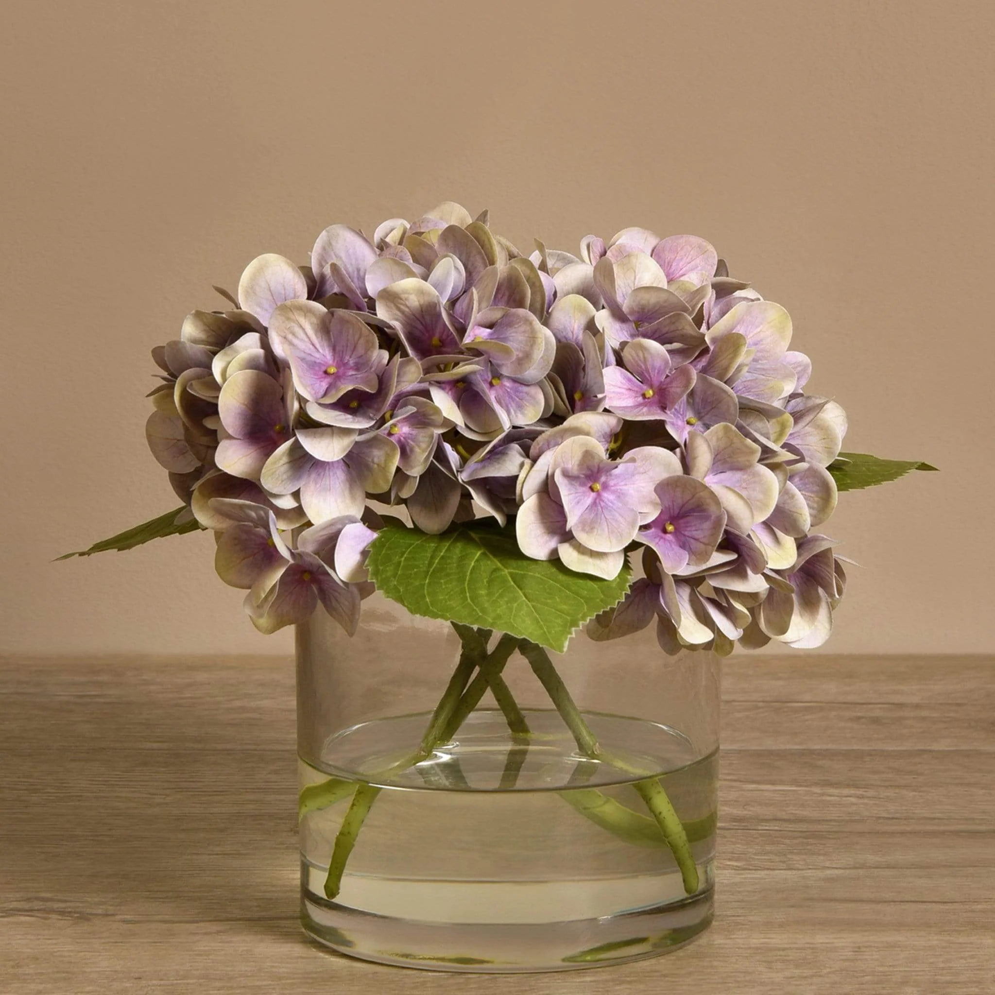 Artificial Hydrangea Arrangement in Glass Vase - Image 12