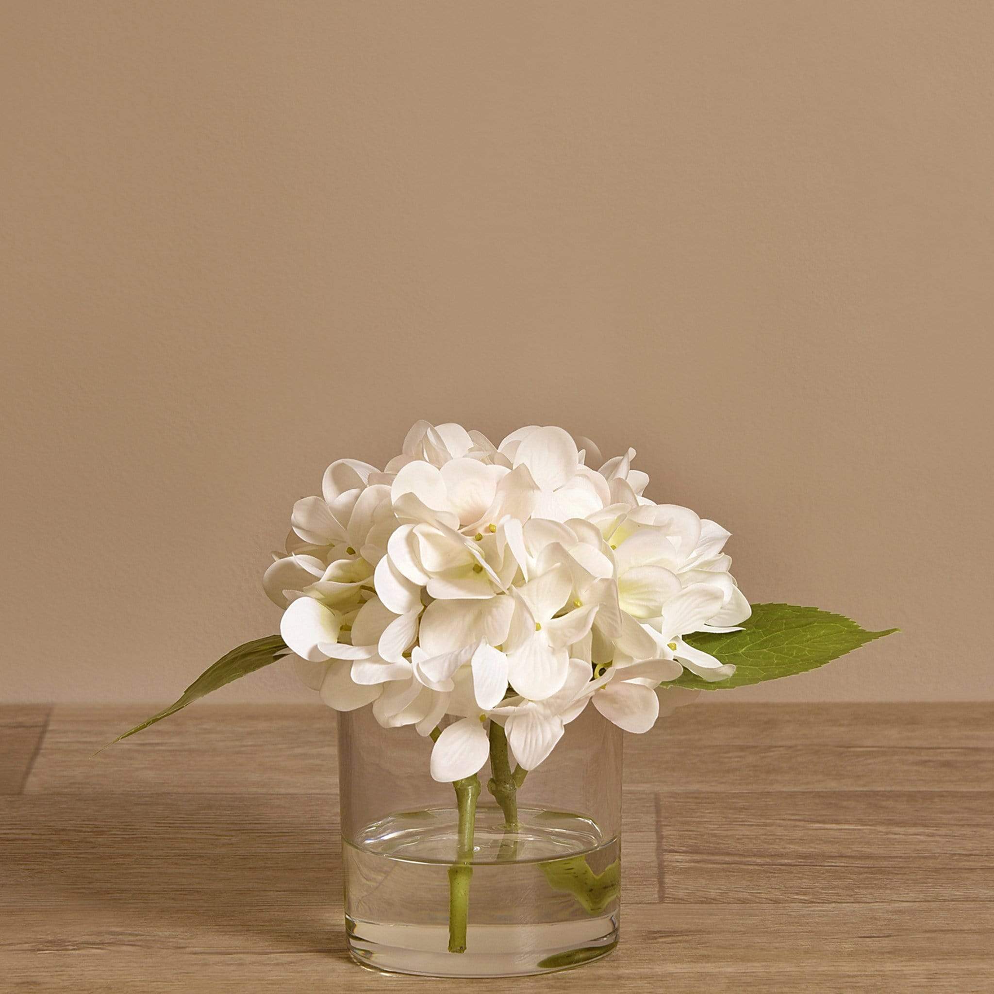 Artificial Hydrangea Arrangement in Glass Vase - Image 2
