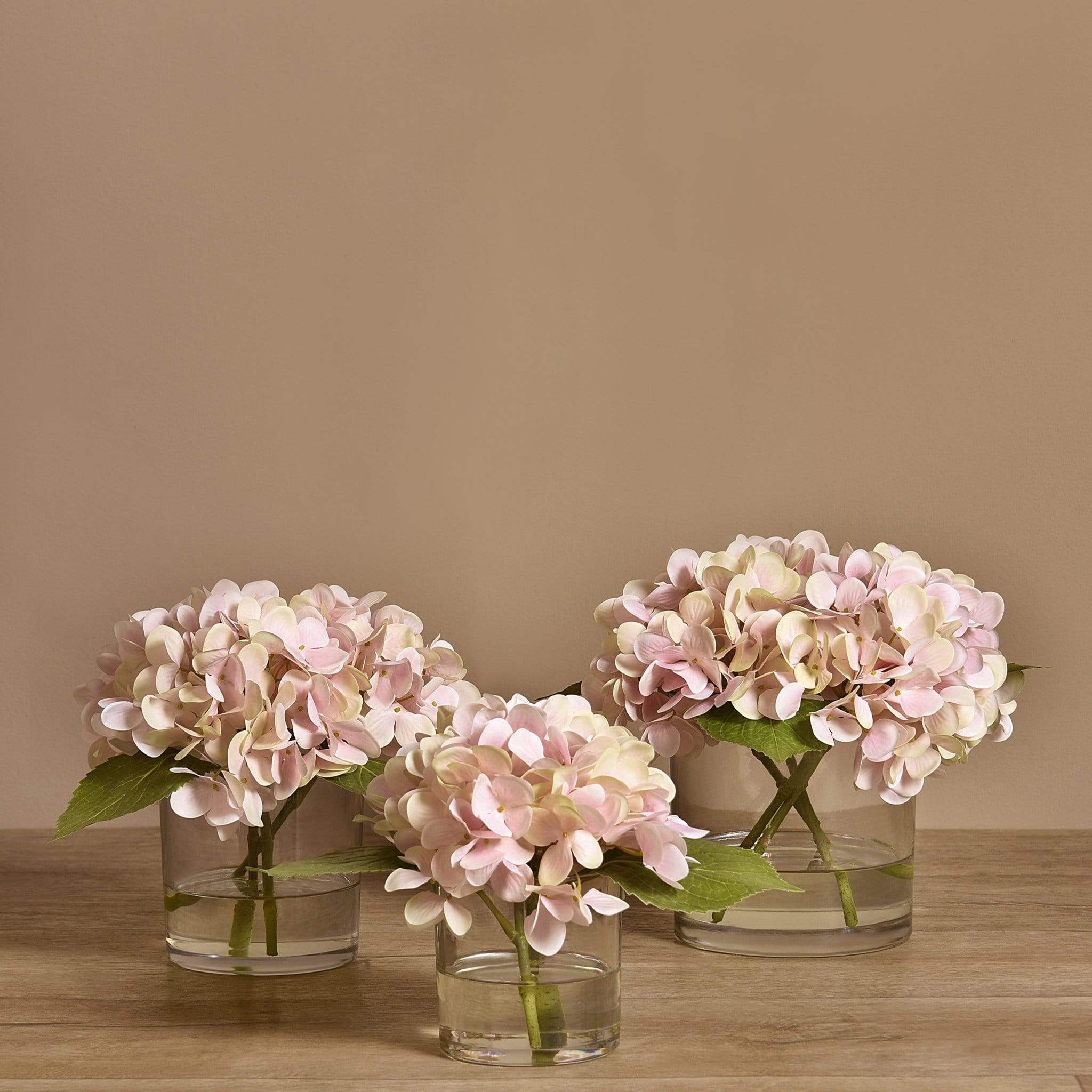 Artificial Hydrangea Arrangement in Glass Vase - Image 5