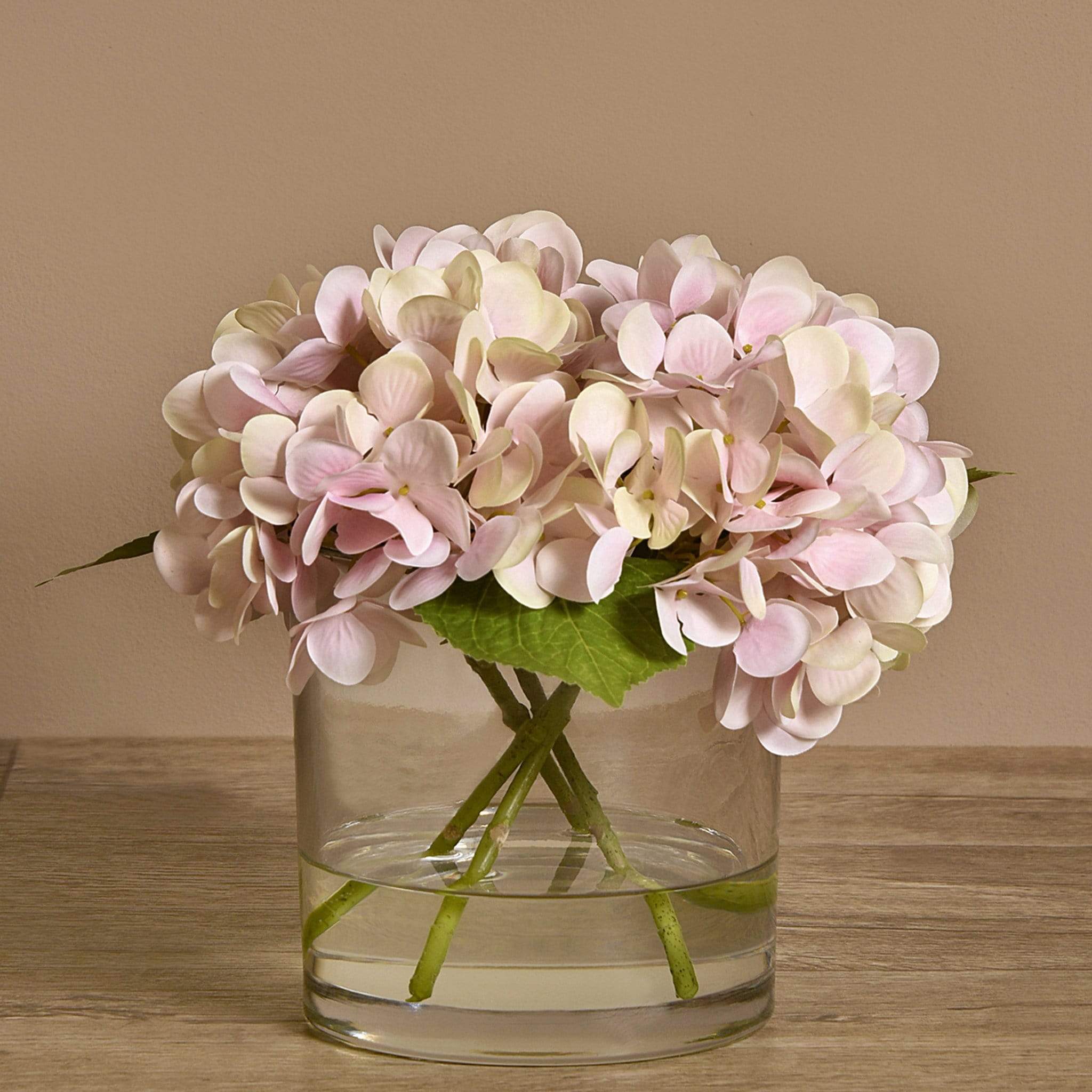 Artificial Hydrangea Arrangement in Glass Vase - Image 8