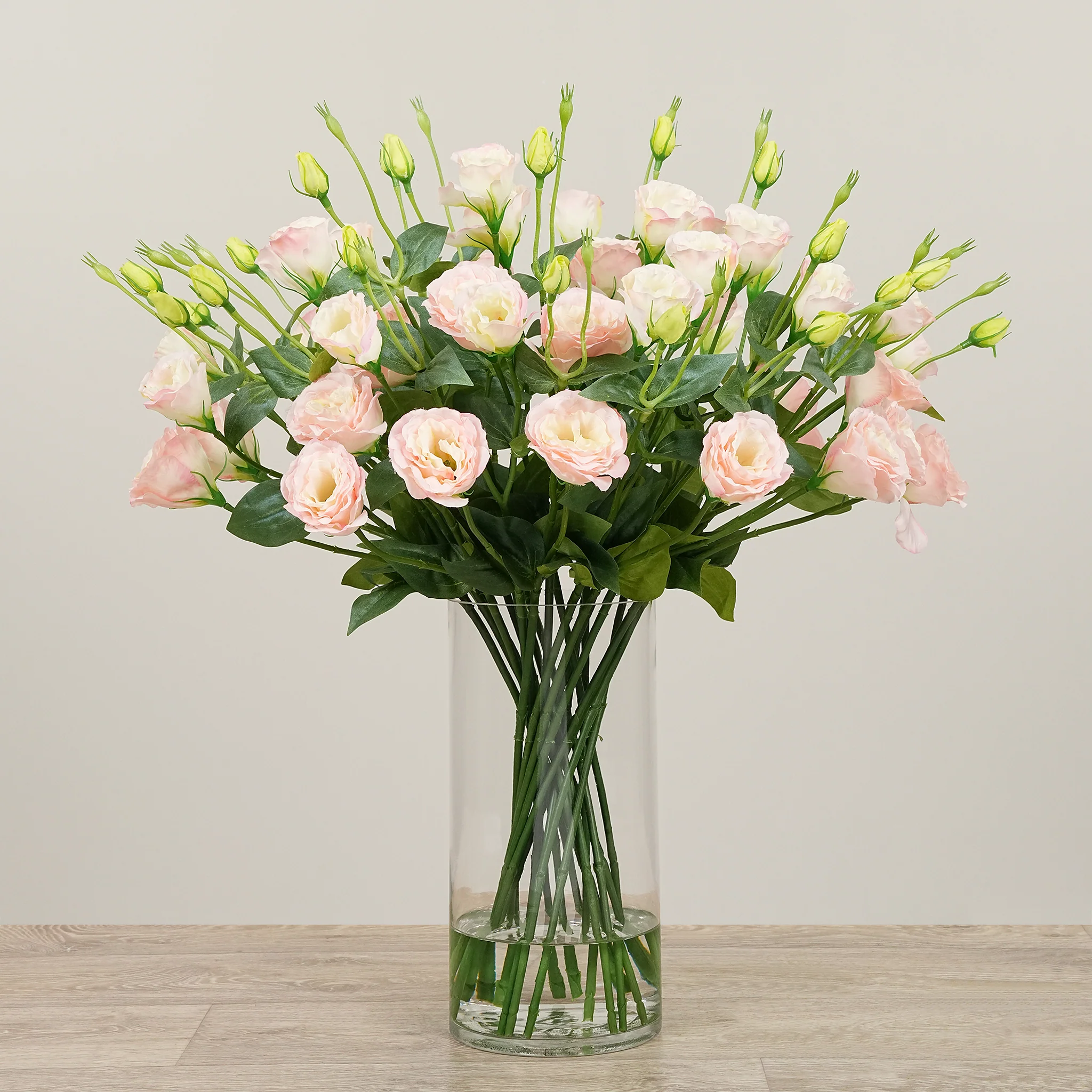 Artificial Lisianthus Arrangement in Glass Vase - Image 2