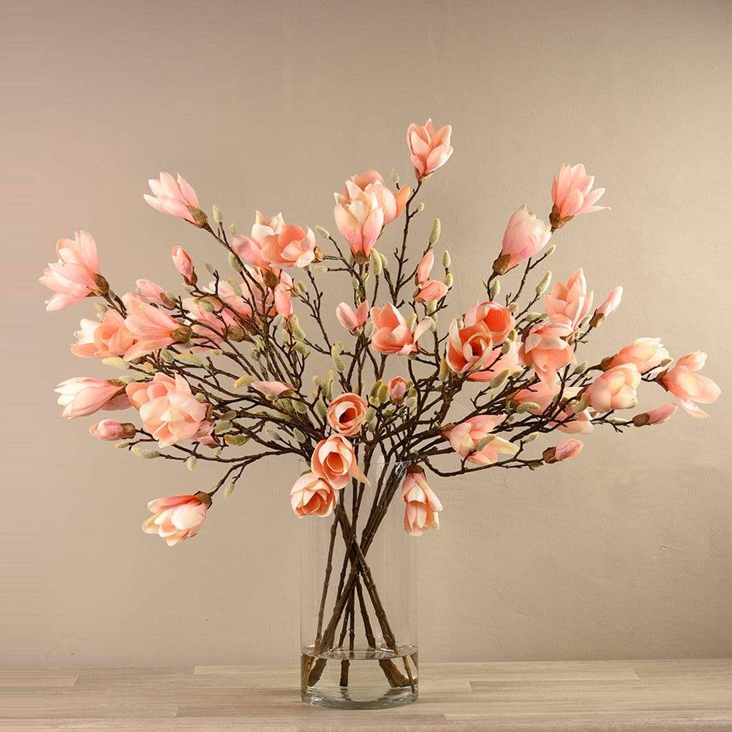 Artificial Magnolia in Glass Vase - Image 2
