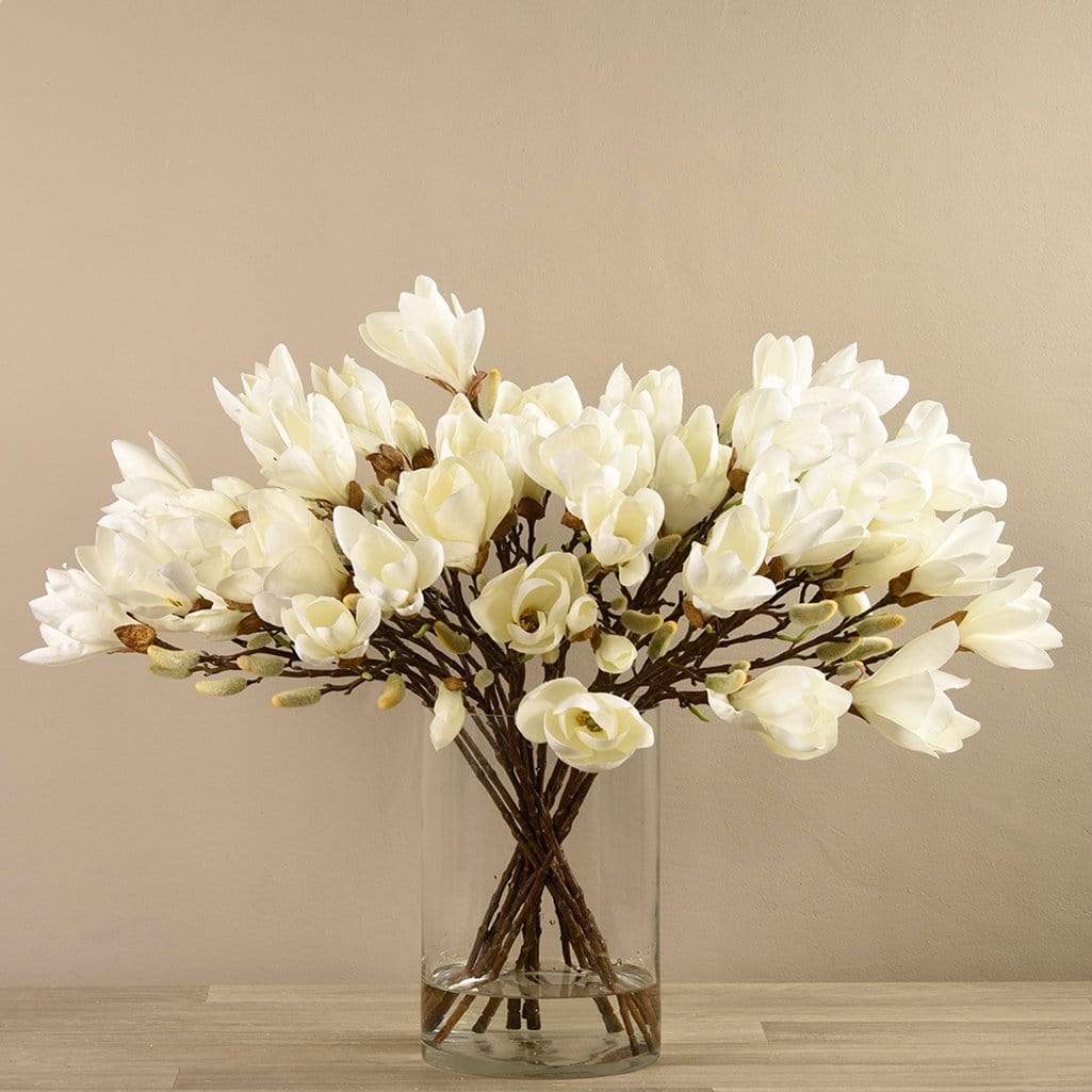 Artificial Magnolia in Glass Vase