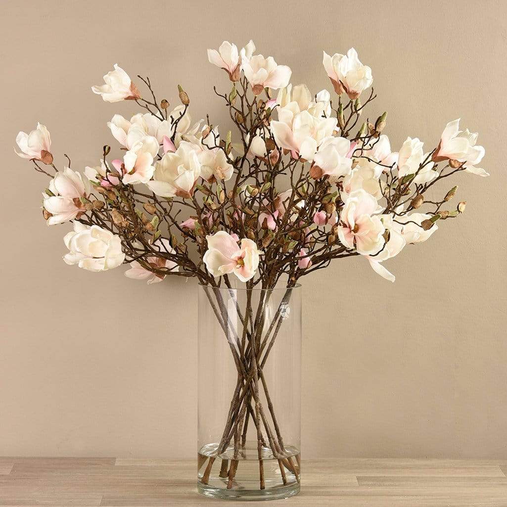 Artificial Magnolia in Glass Vase - Image 2