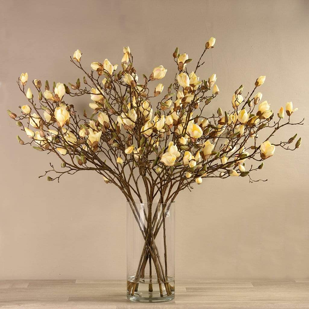 Artificial Magnolia in Glass Vase - Image 3