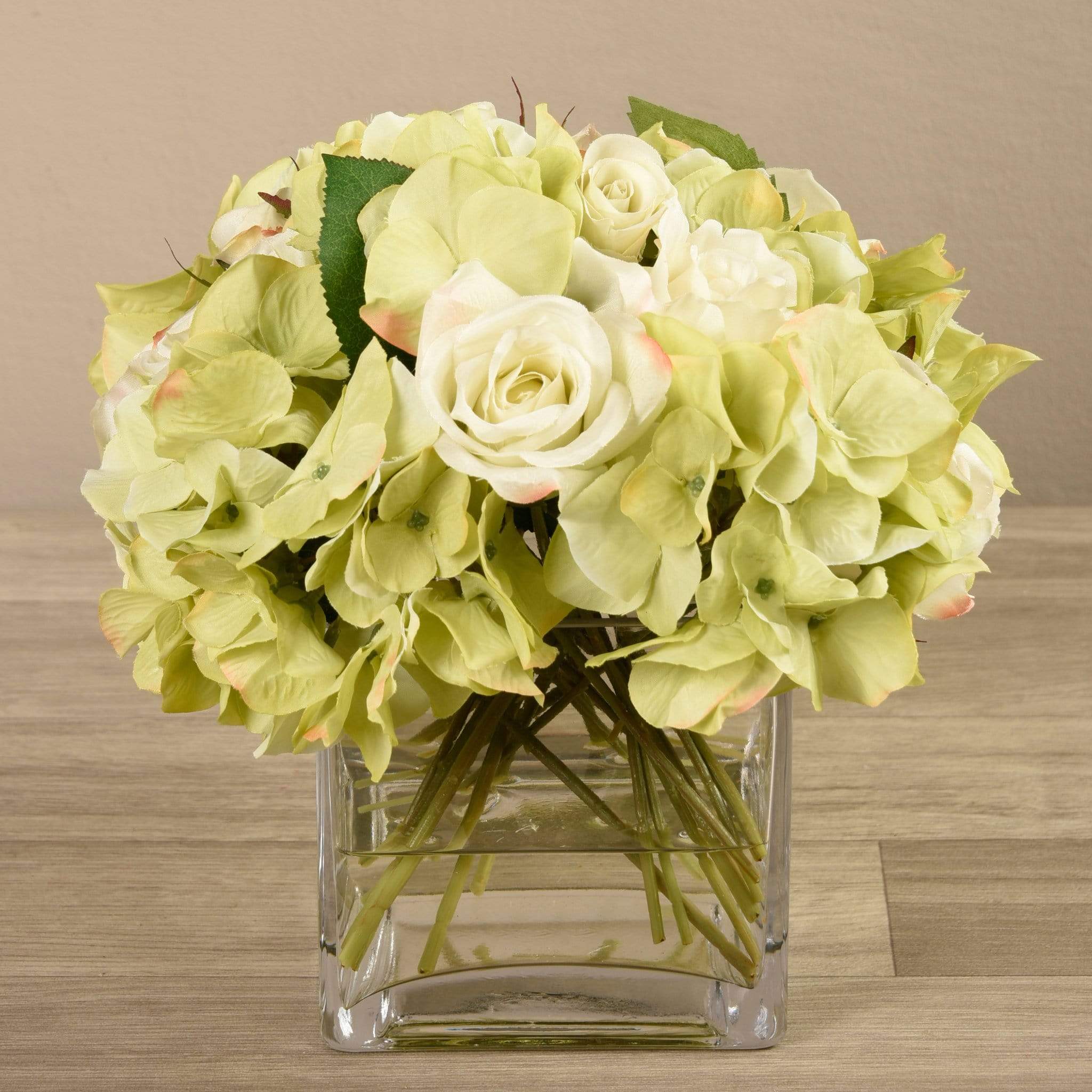 Artificial Mixed Flower Arrangement in Glass Vase - Image 3