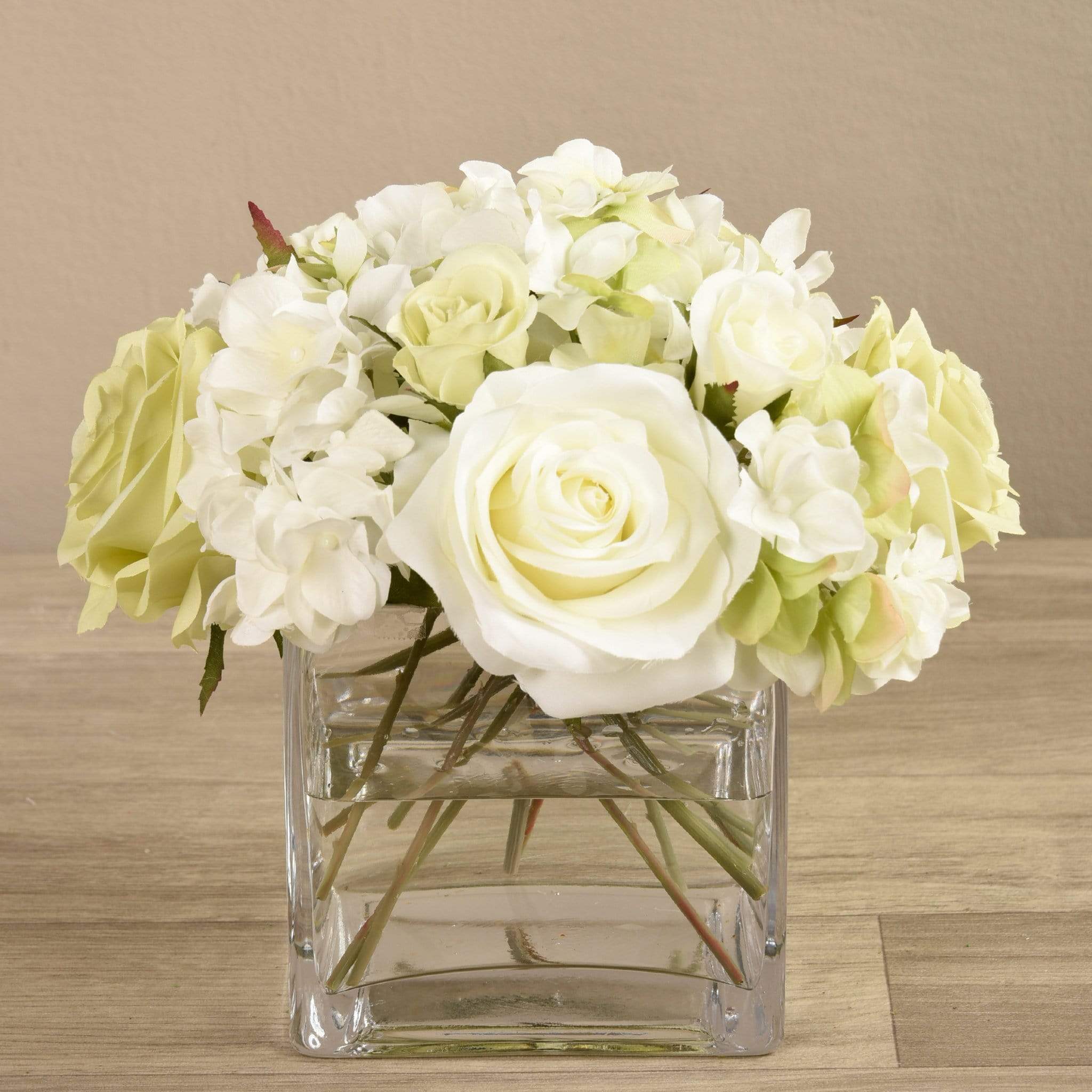 Artificial Mixed Flower Arrangement in Glass Vase