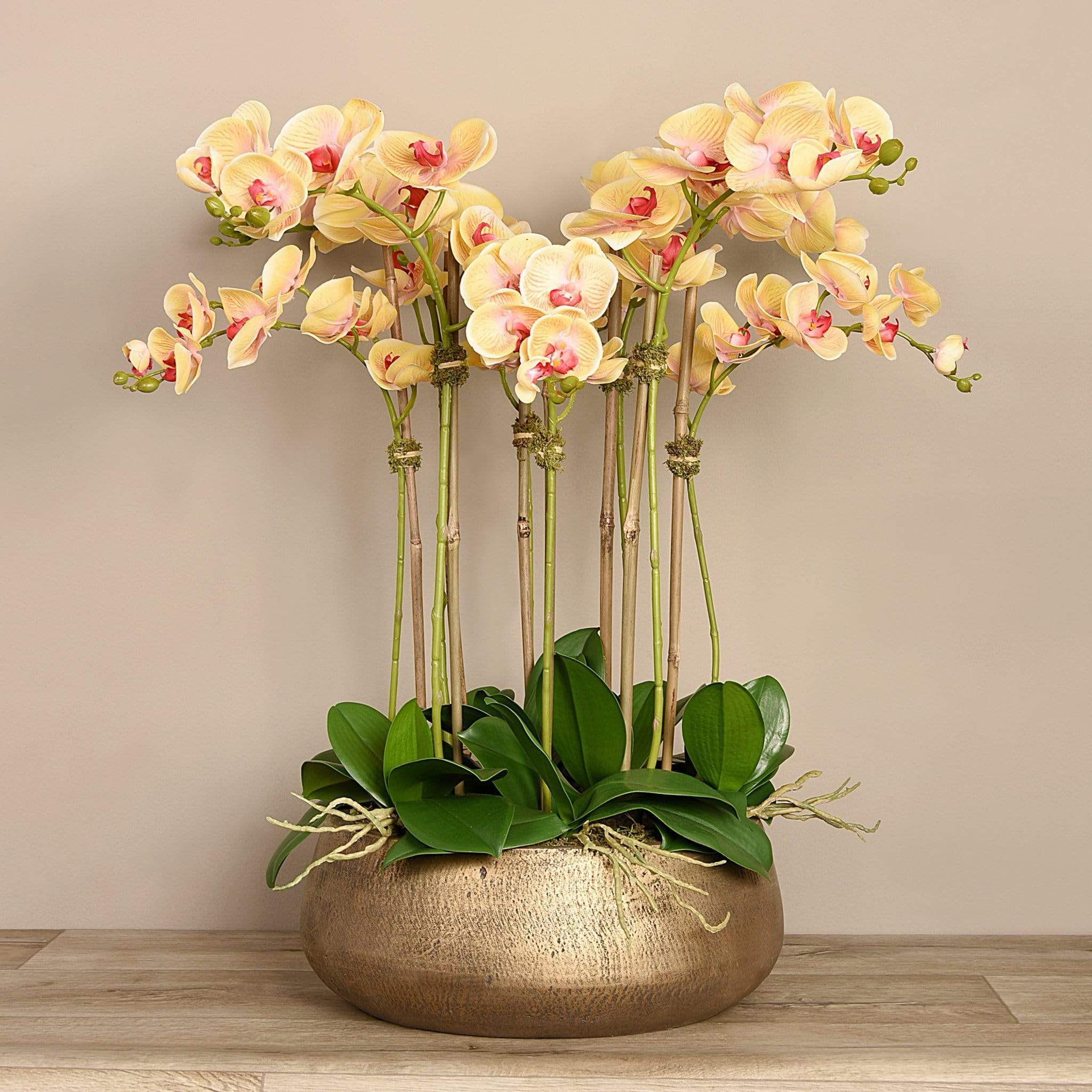 Oasis Artificial Orchids in Gold Pot - Image 12