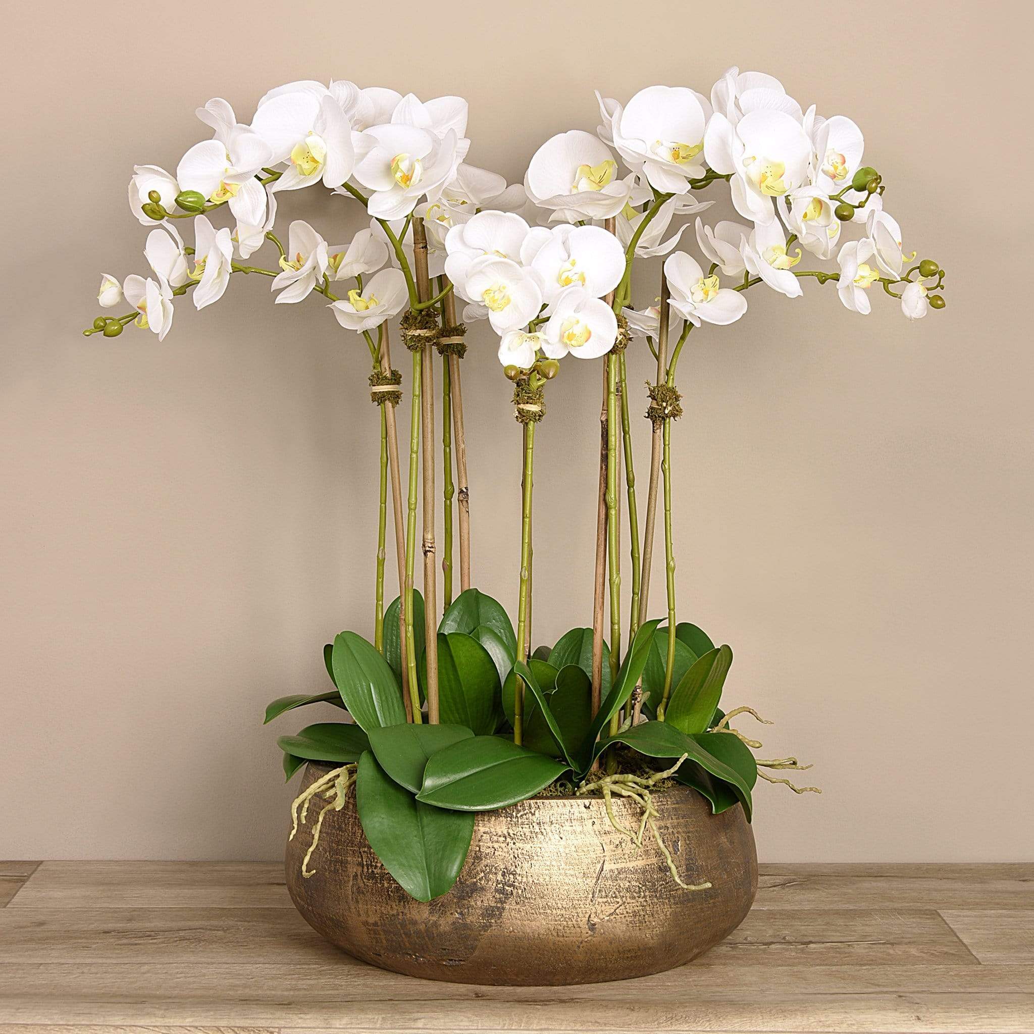 Oasis Artificial Orchids in Gold Pot - Image 3