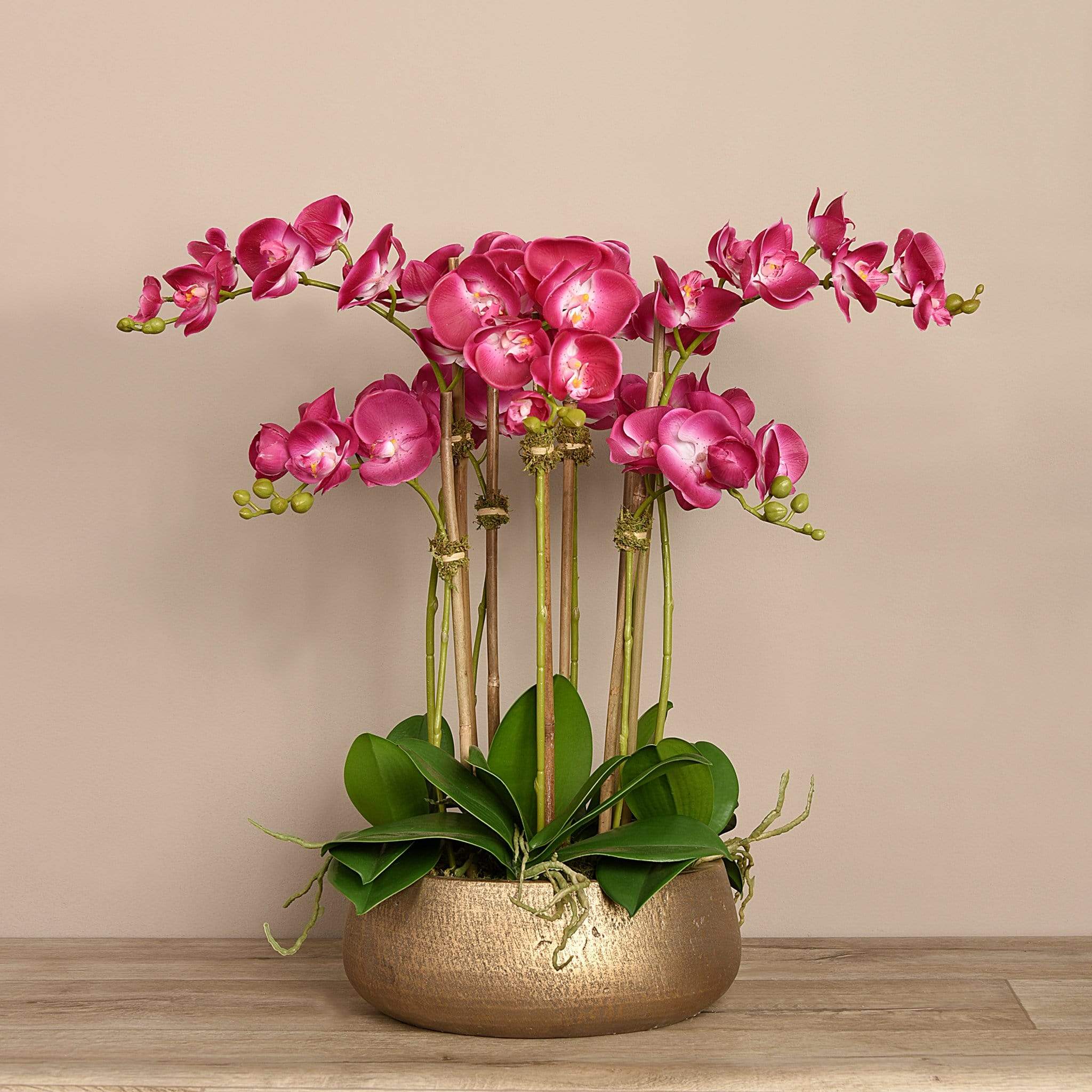 Oasis Artificial Orchids in Gold Pot - Image 8