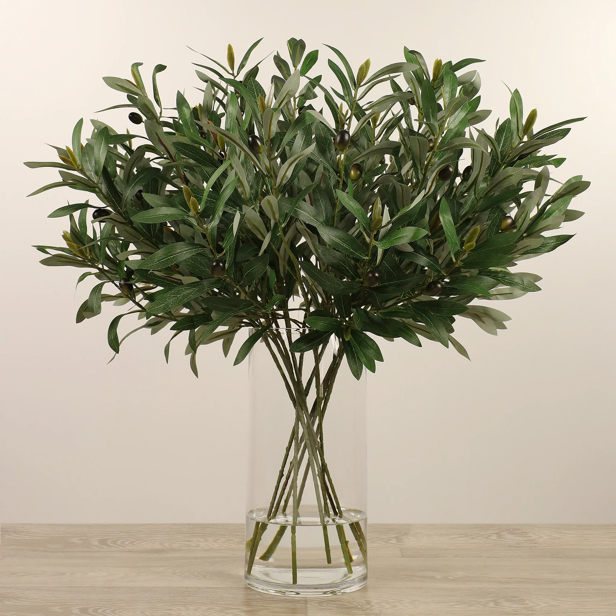 Artificial Olive Arrangement in Glass Vase