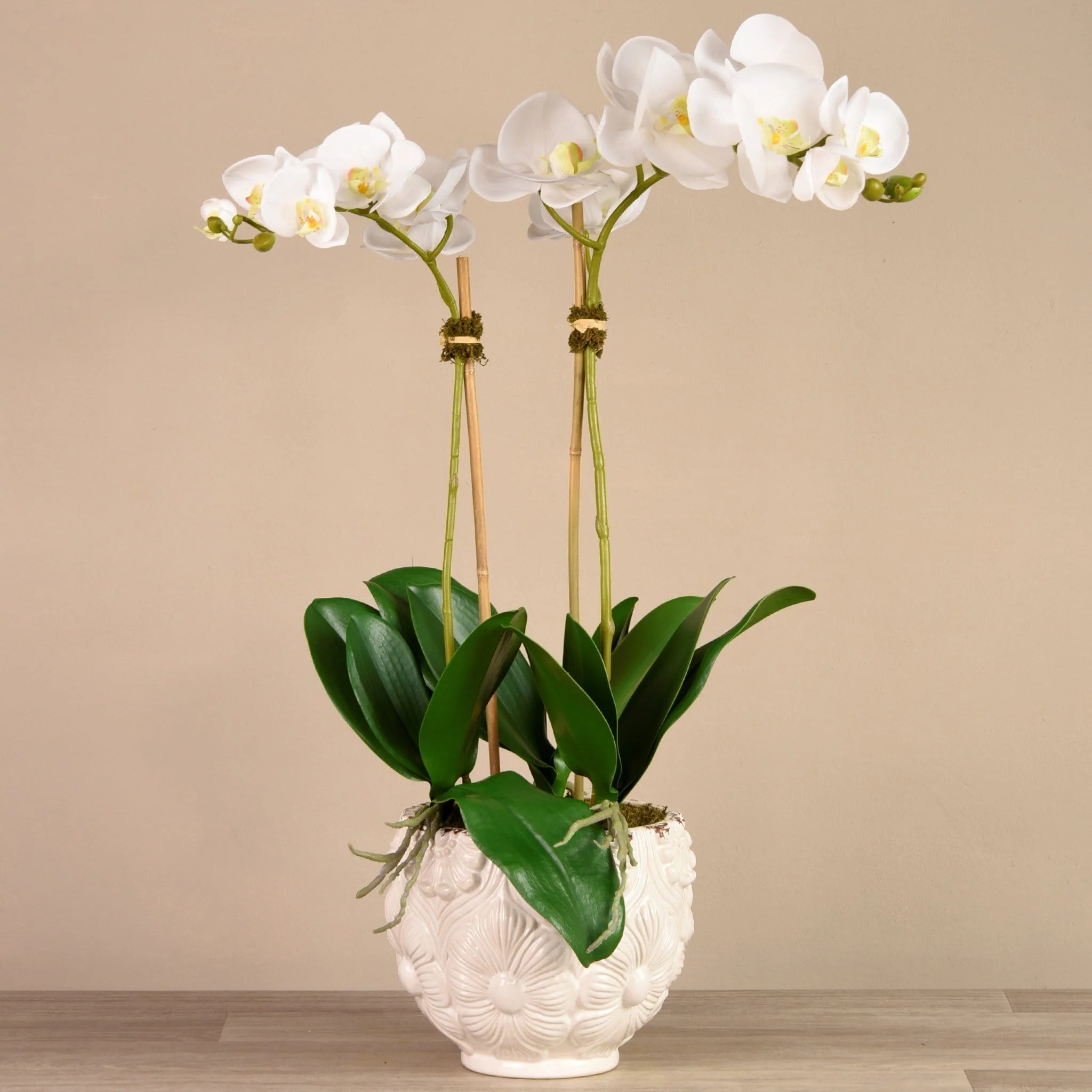 Orchid Arrangement in Ceramic Vase - Image 4