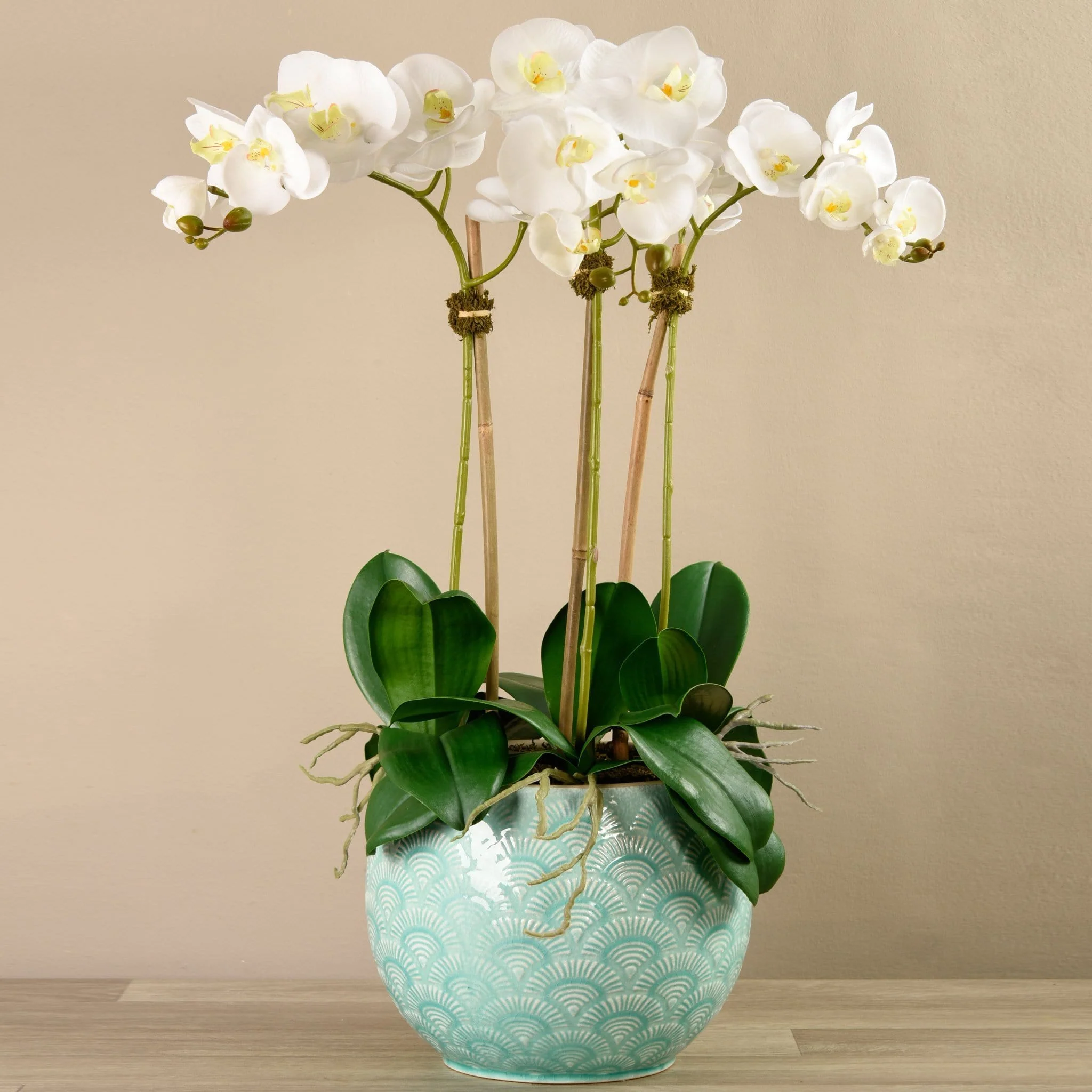 Orchid Arrangement in Ceramic Vase - Image 3