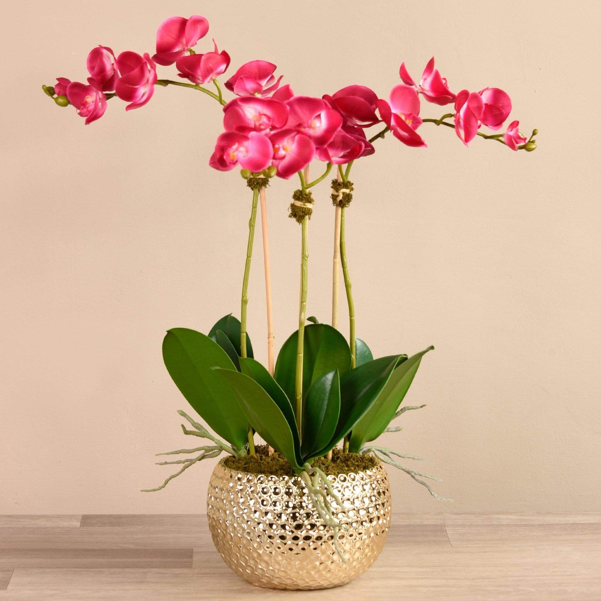 Artificial Orchid in Gold Vase - Image 2