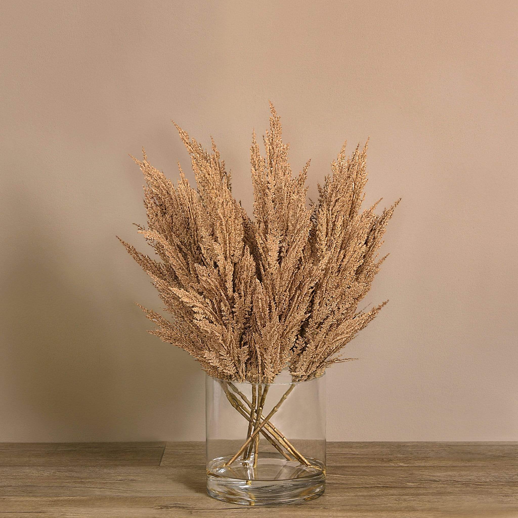 Artificial Pampas Arrangement in Glass Vase