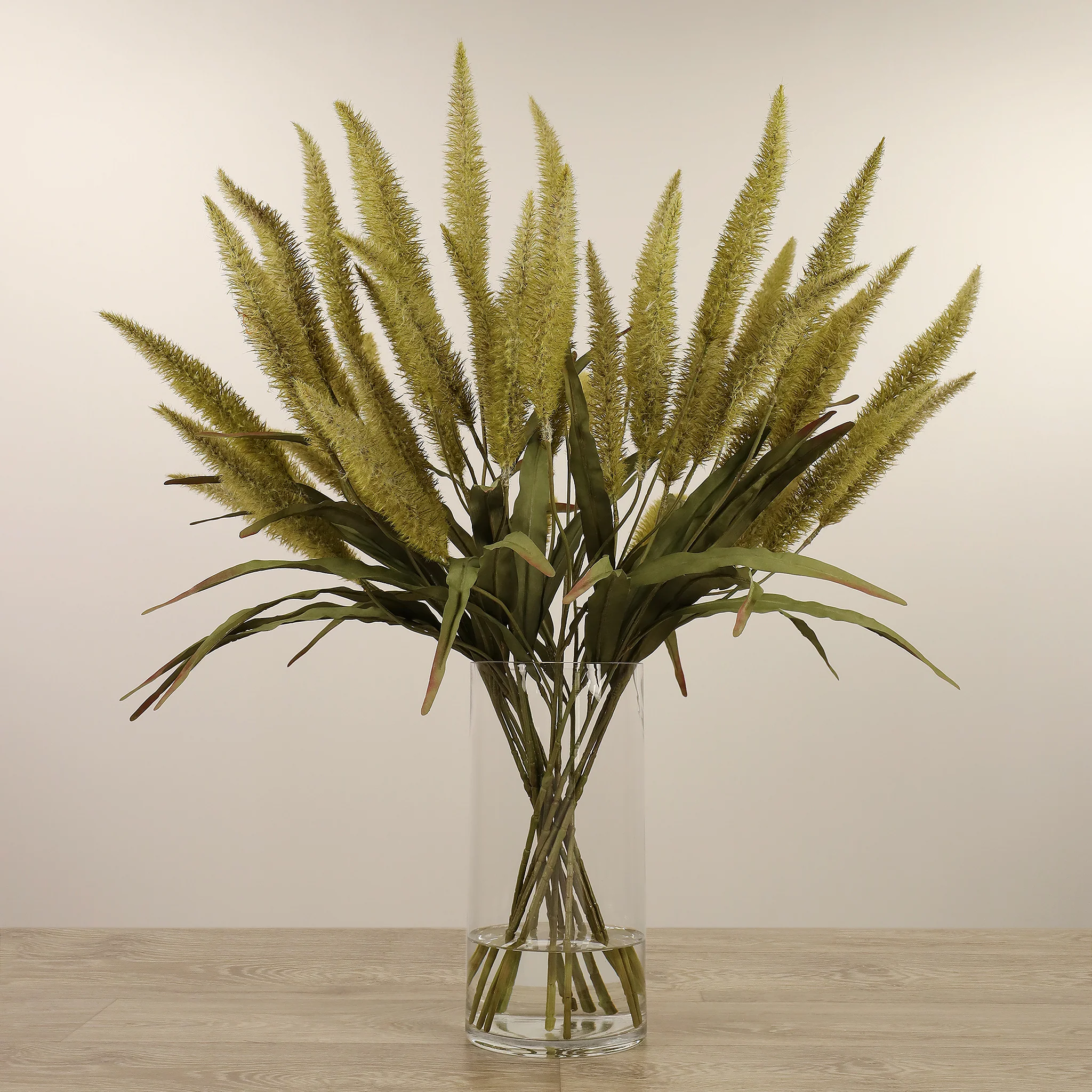 Artificial Pennisetum Arrangement in Glass Vase - Image 2