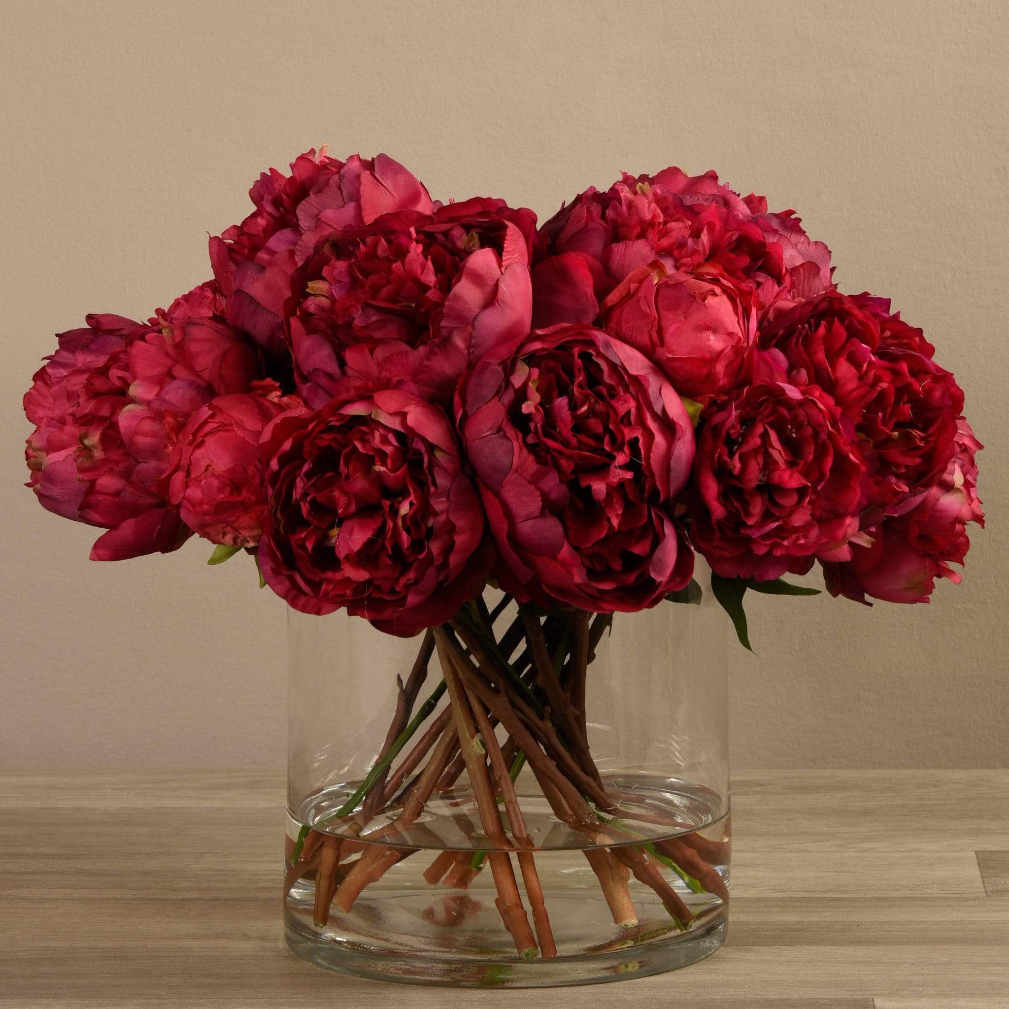 Artificial Peony Arrangement in Glass Vase - Image 4