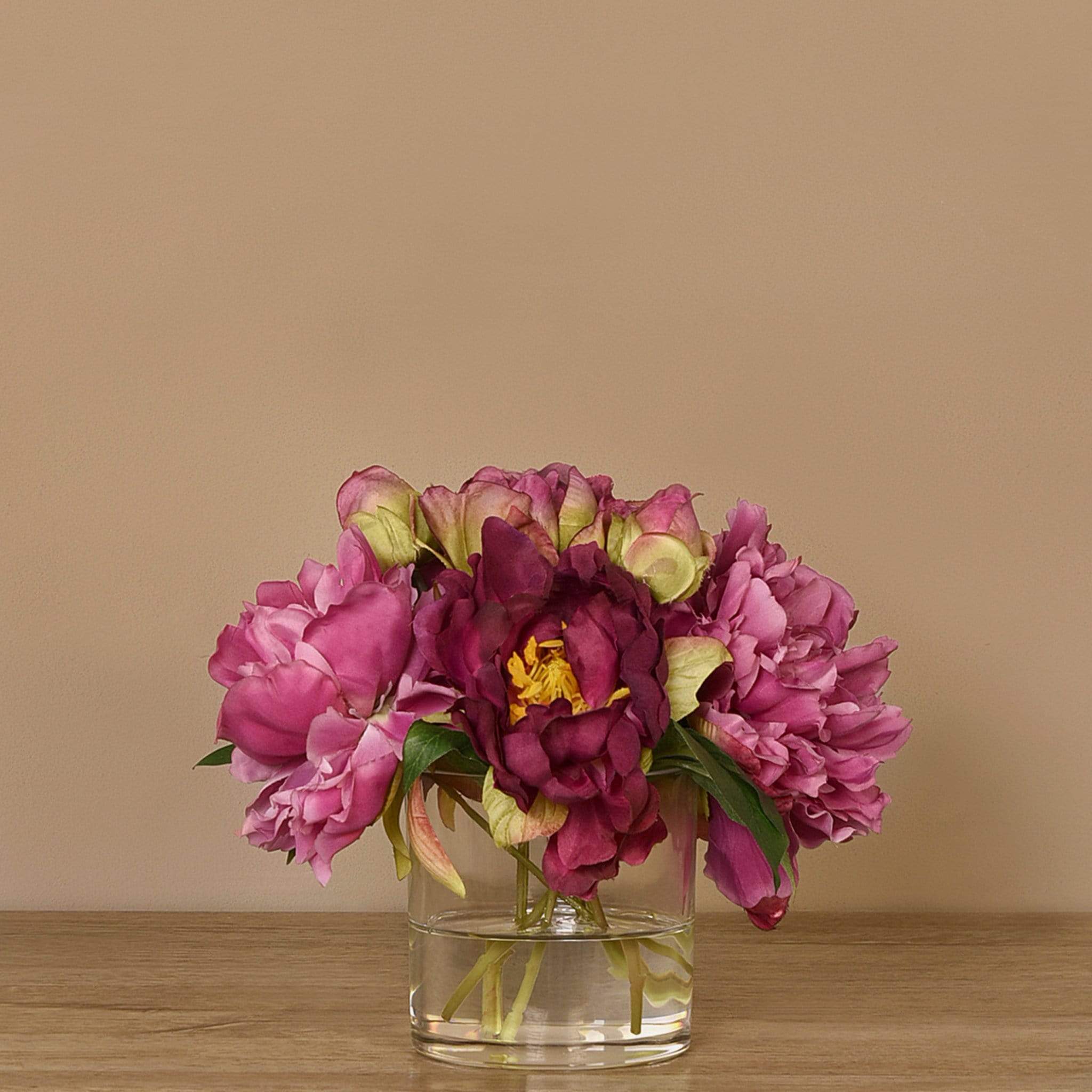 Artificial Peony Arrangement in Glass Vase - Image 11