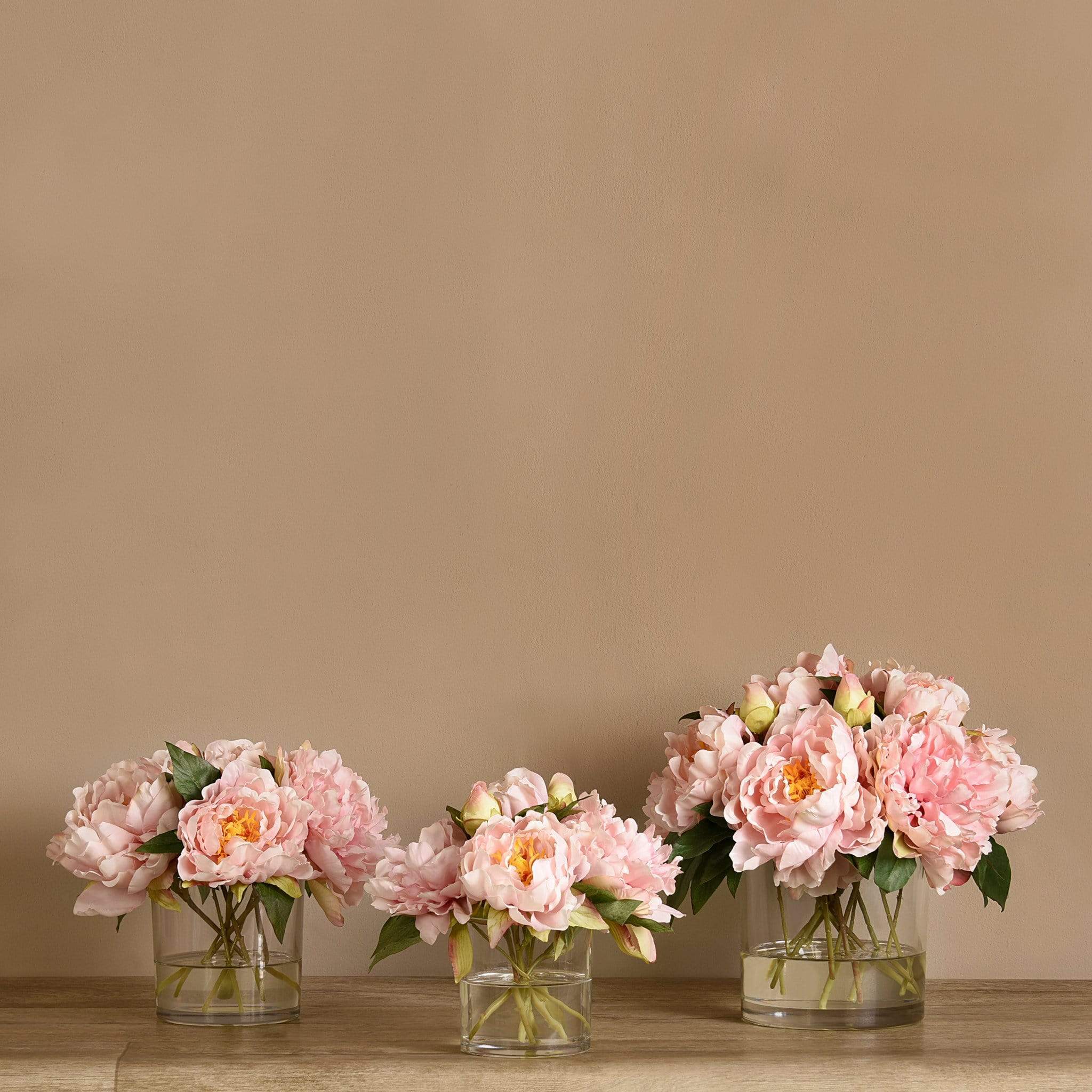 Artificial Peony Arrangement in Glass Vase - Image 2