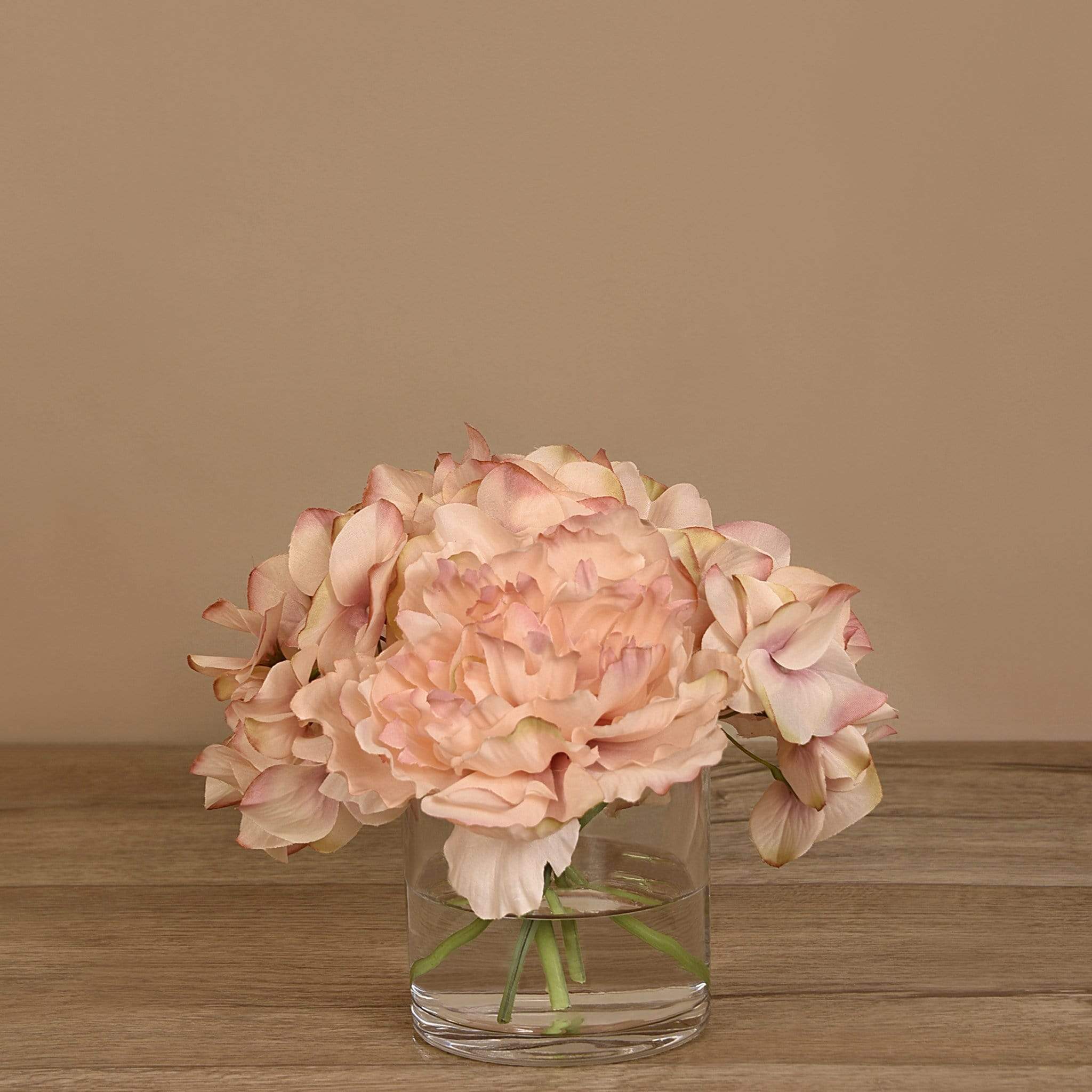Peony & Hydrangea Arrangement in Glass Vase - Image 5