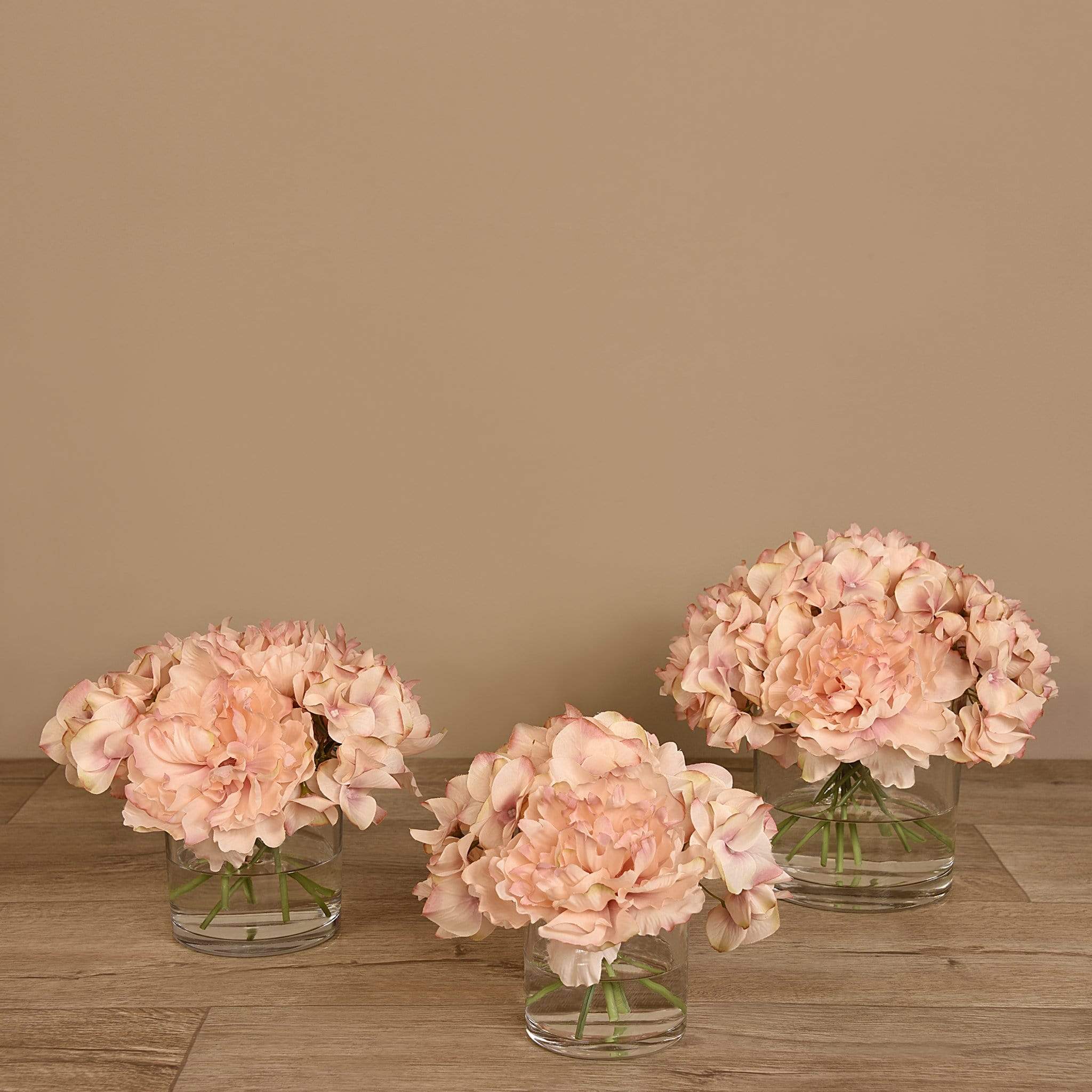 Peony & Hydrangea Arrangement in Glass Vase - Image 7