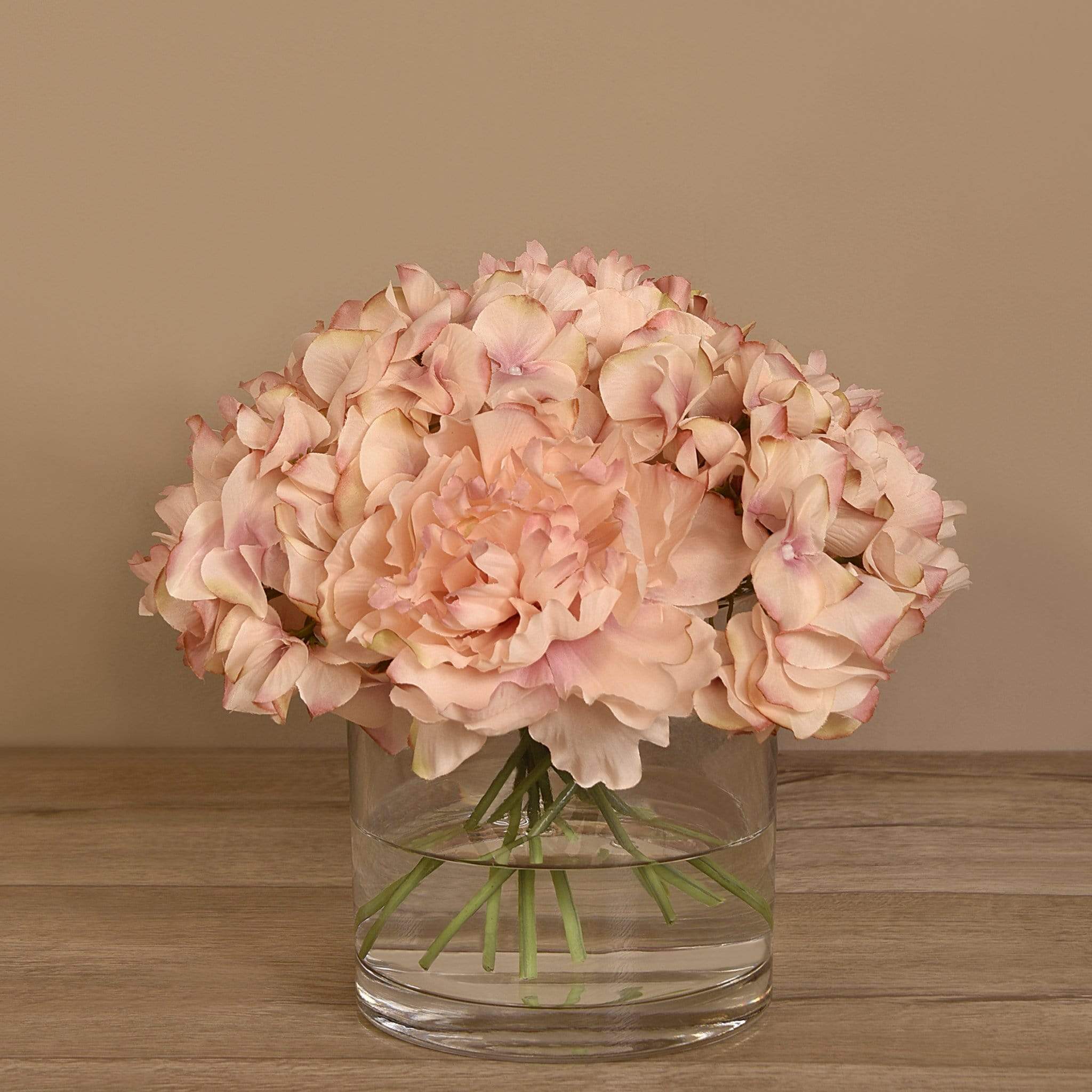 Peony & Hydrangea Arrangement in Glass Vase - Image 8