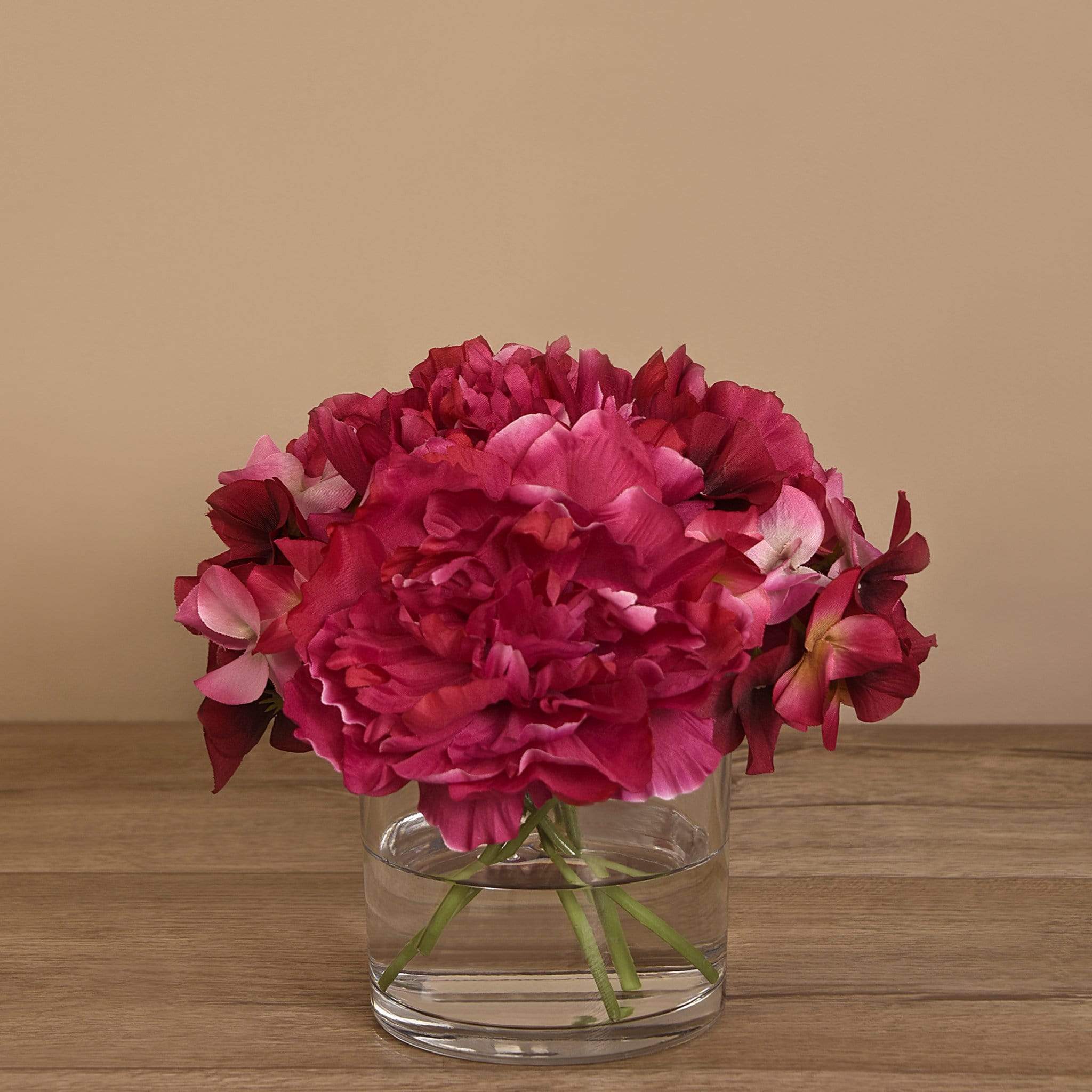 Peony & Hydrangea Arrangement in Glass Vase - Image 9