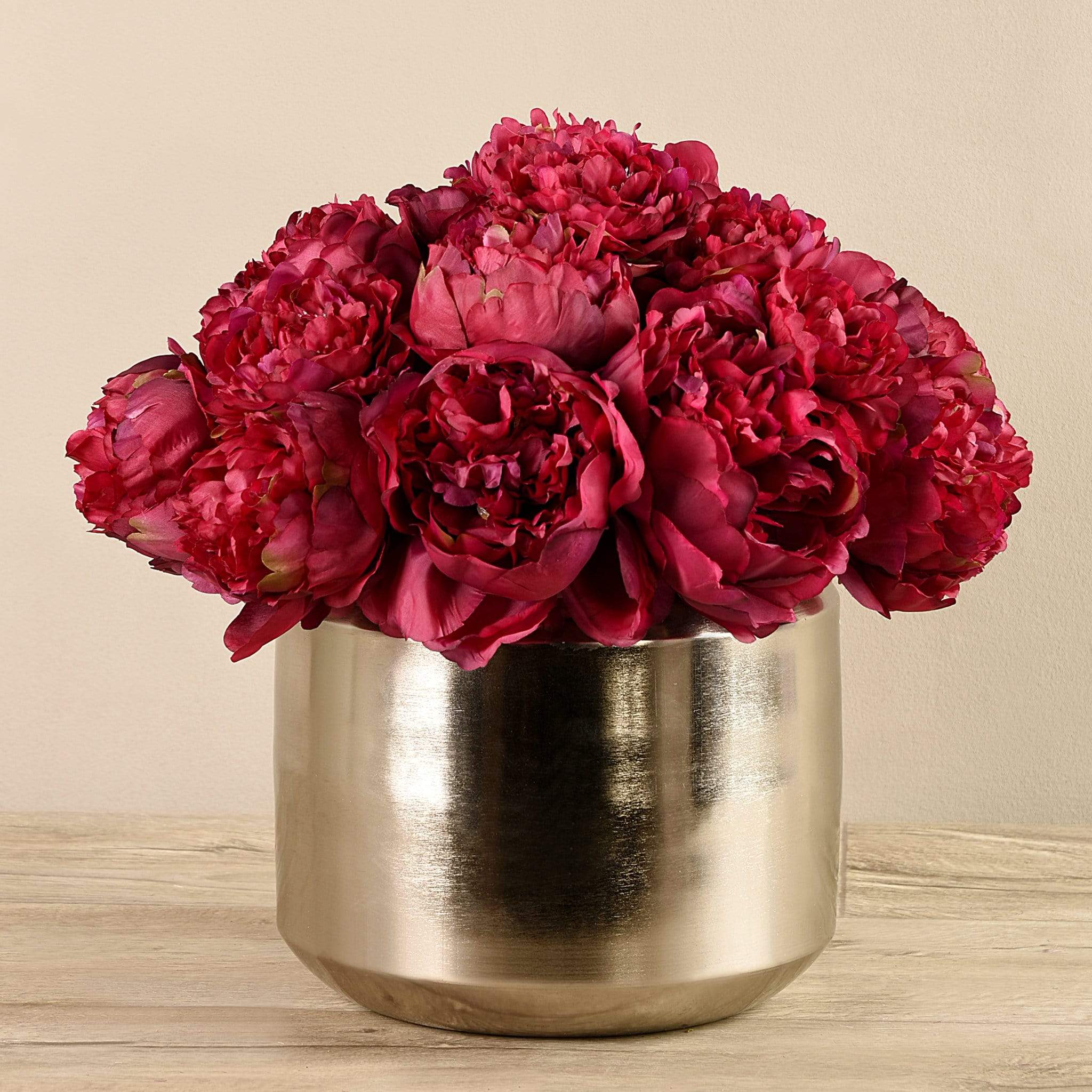 Artificial Peony in Silver Vase - Image 2