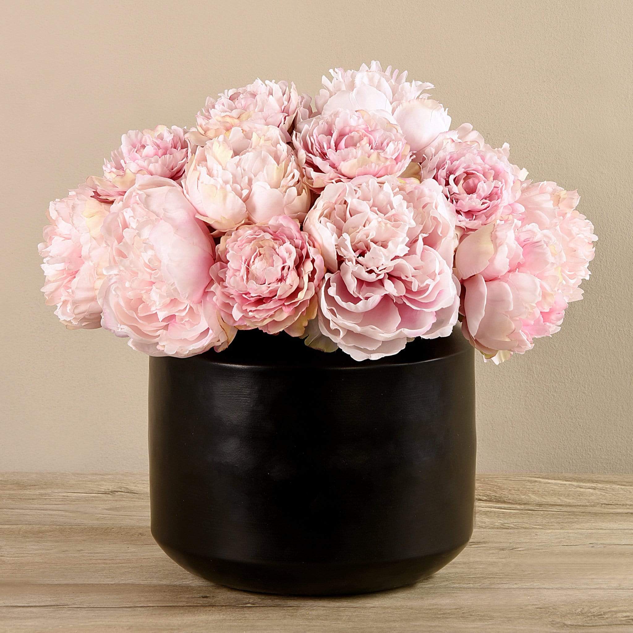 Artificial Peony in Black Vase