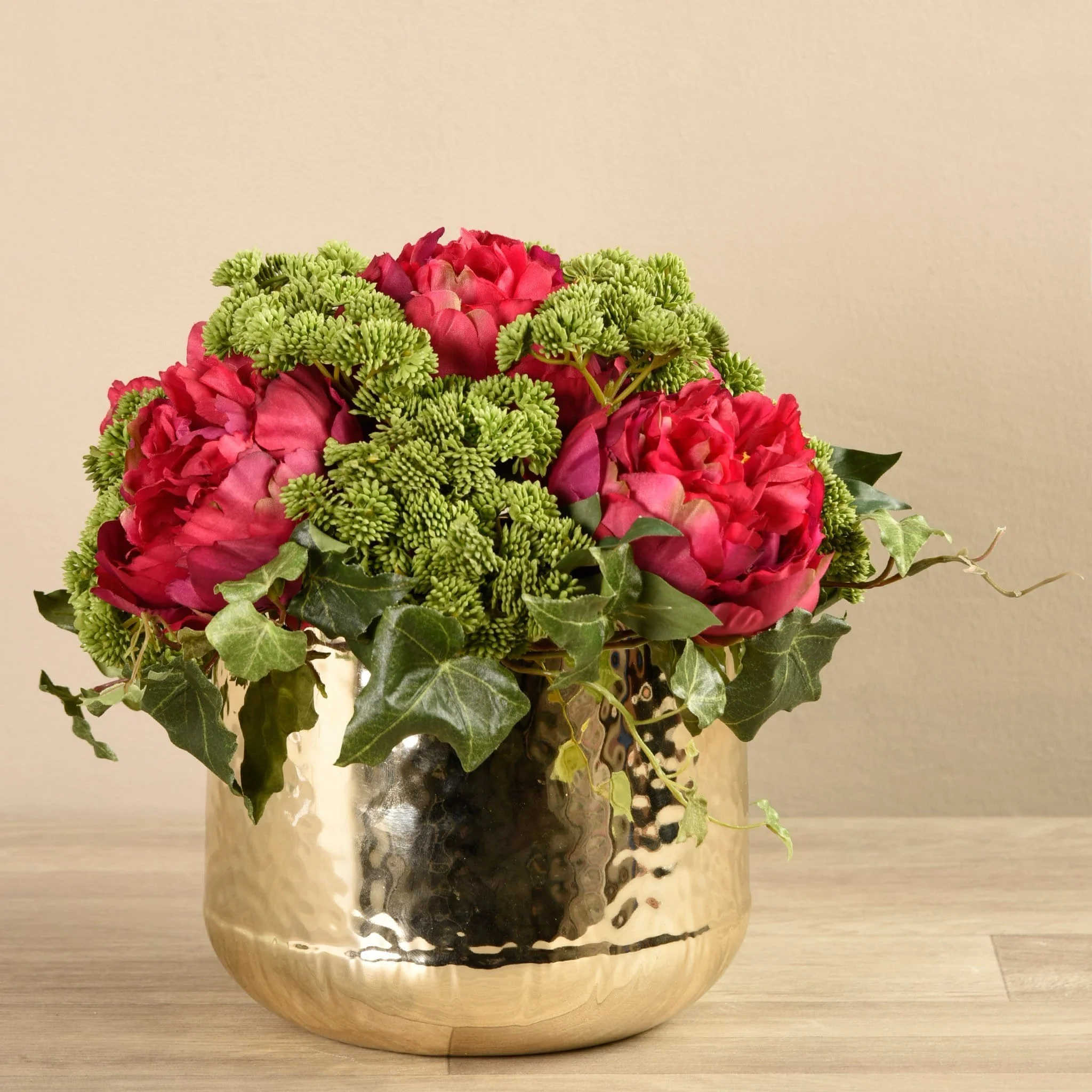 Artificial Peony & Sedum Arrangement - Image 3