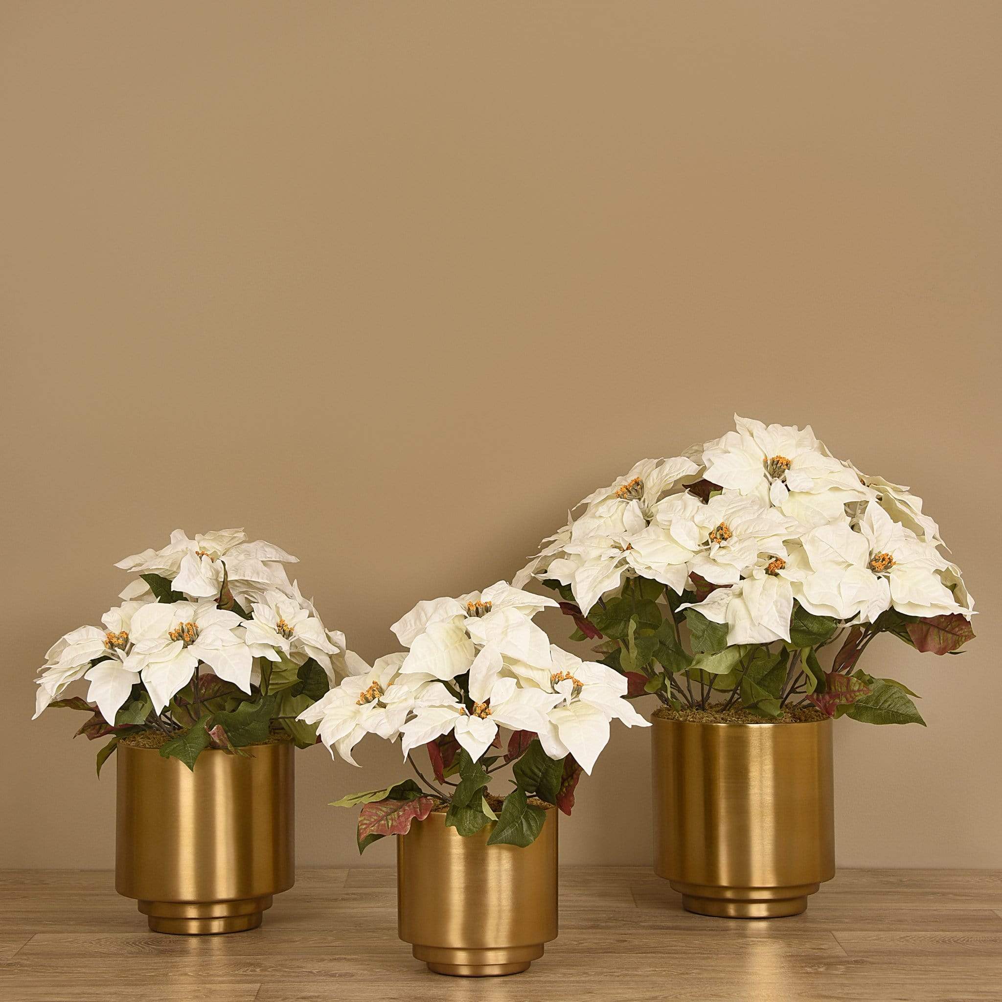 Poinsettia Arrangement in Metal Vase