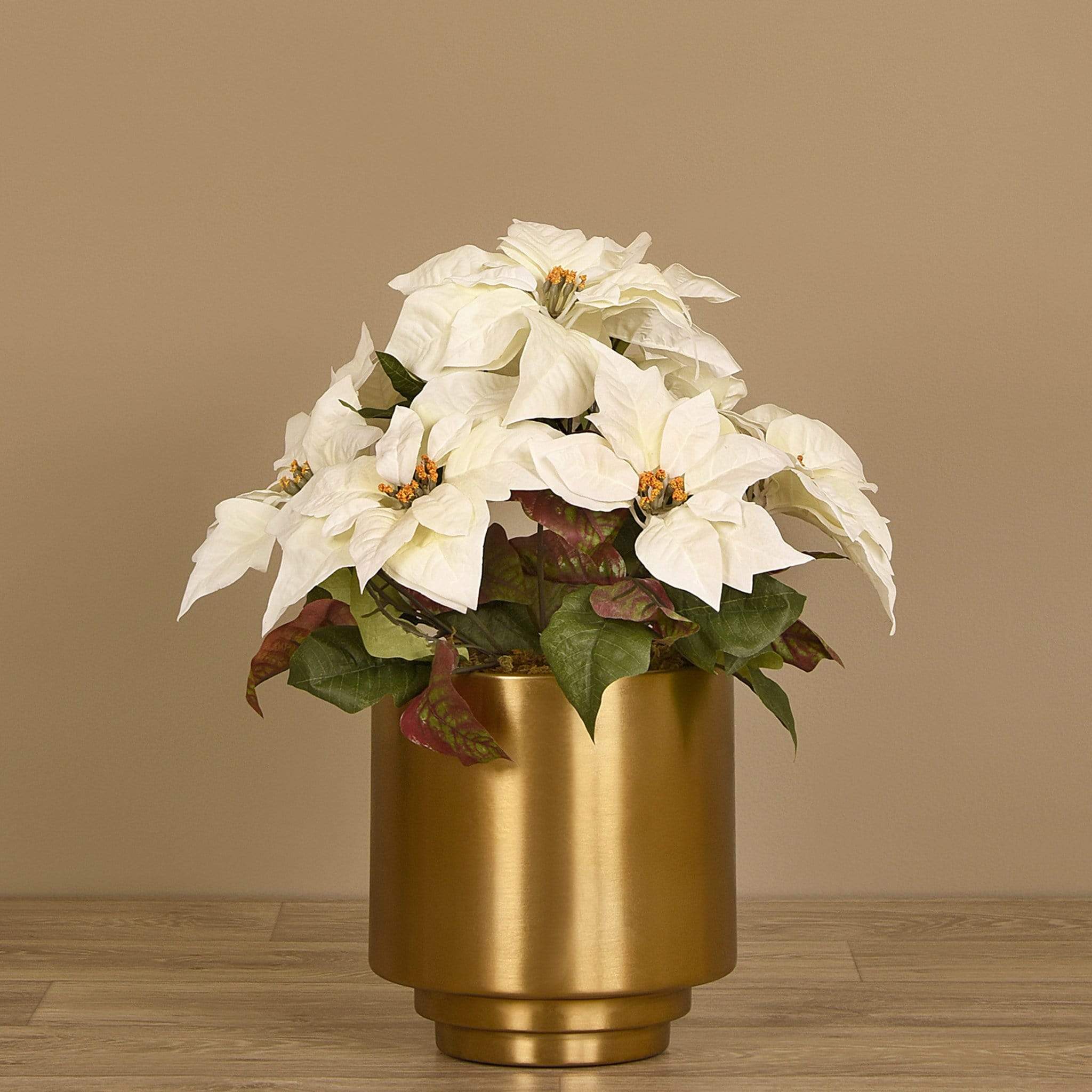 Poinsettia Arrangement in Metal Vase - Image 3
