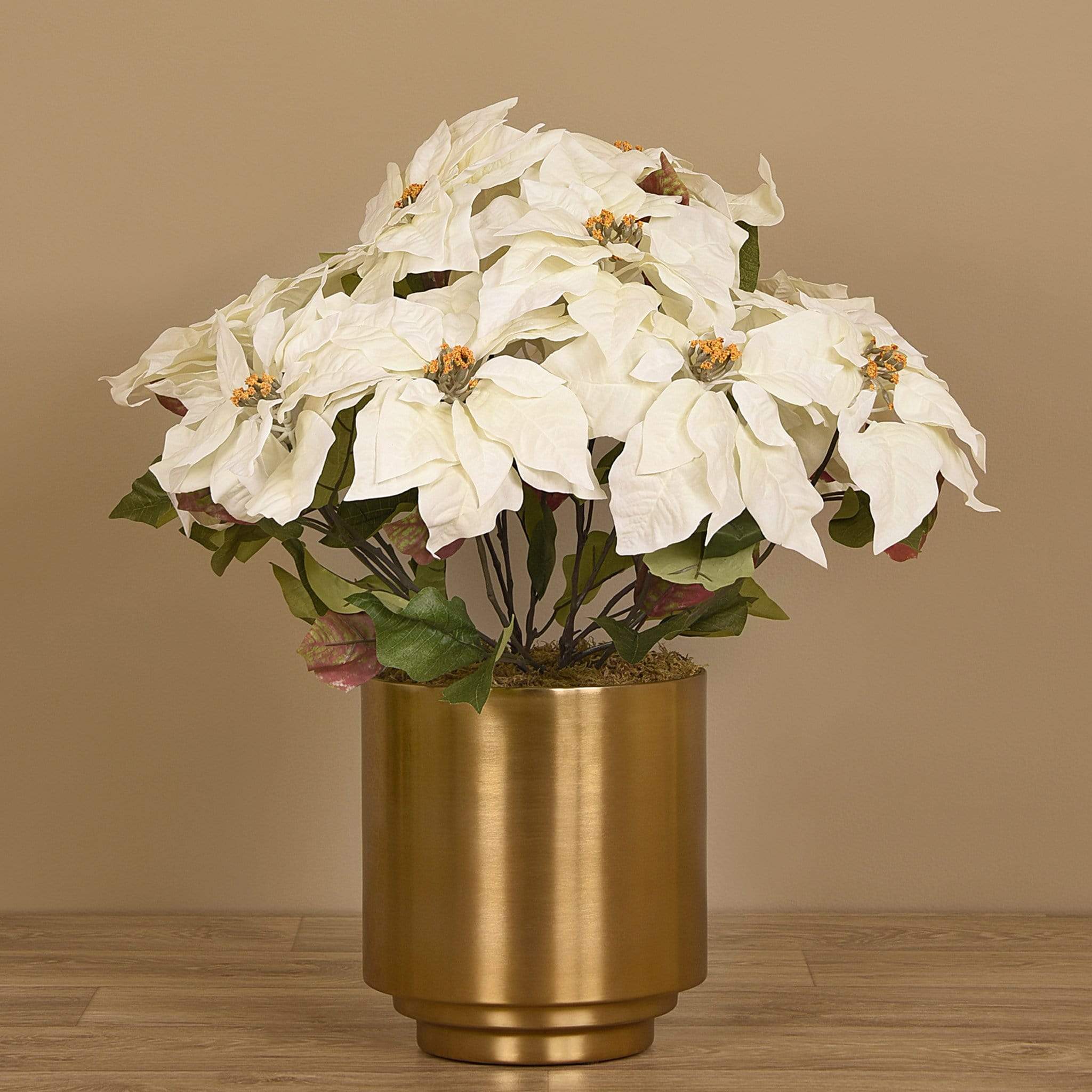 Poinsettia Arrangement in Metal Vase - Image 4
