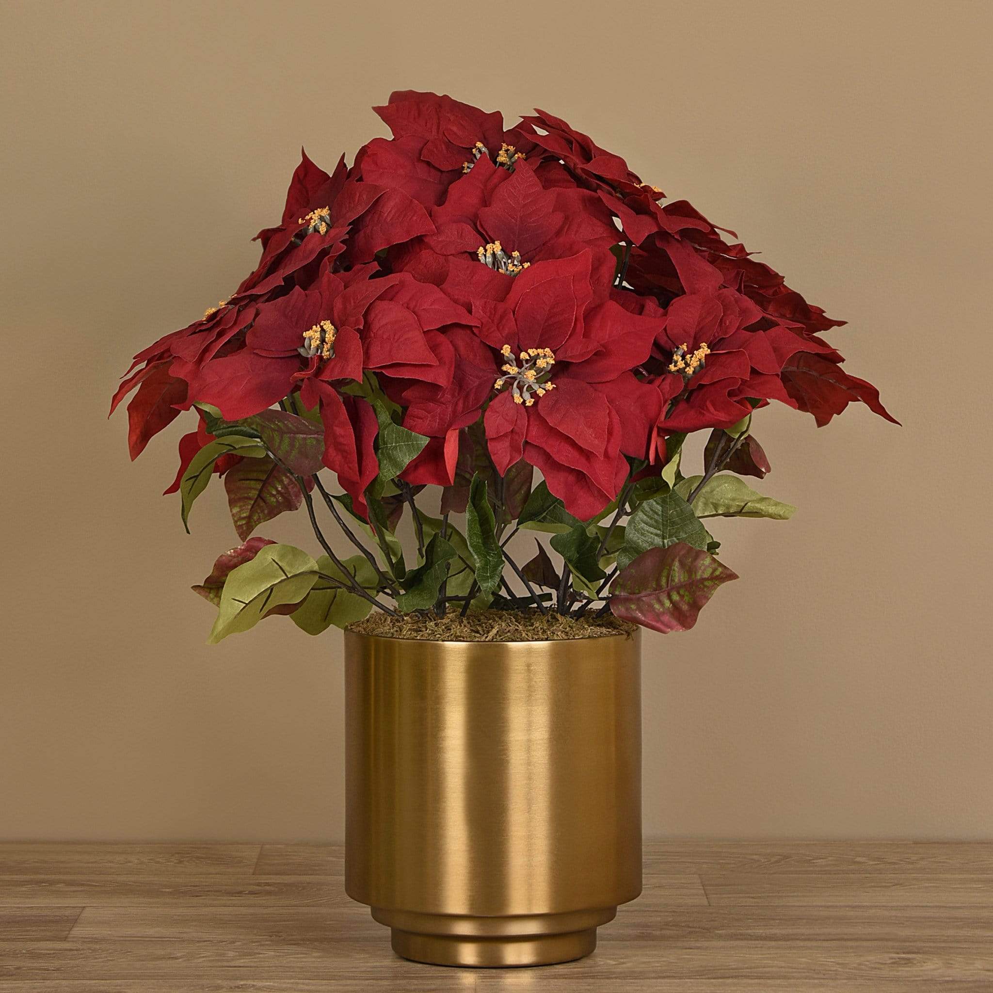 Poinsettia Arrangement in Metal Vase - Image 7