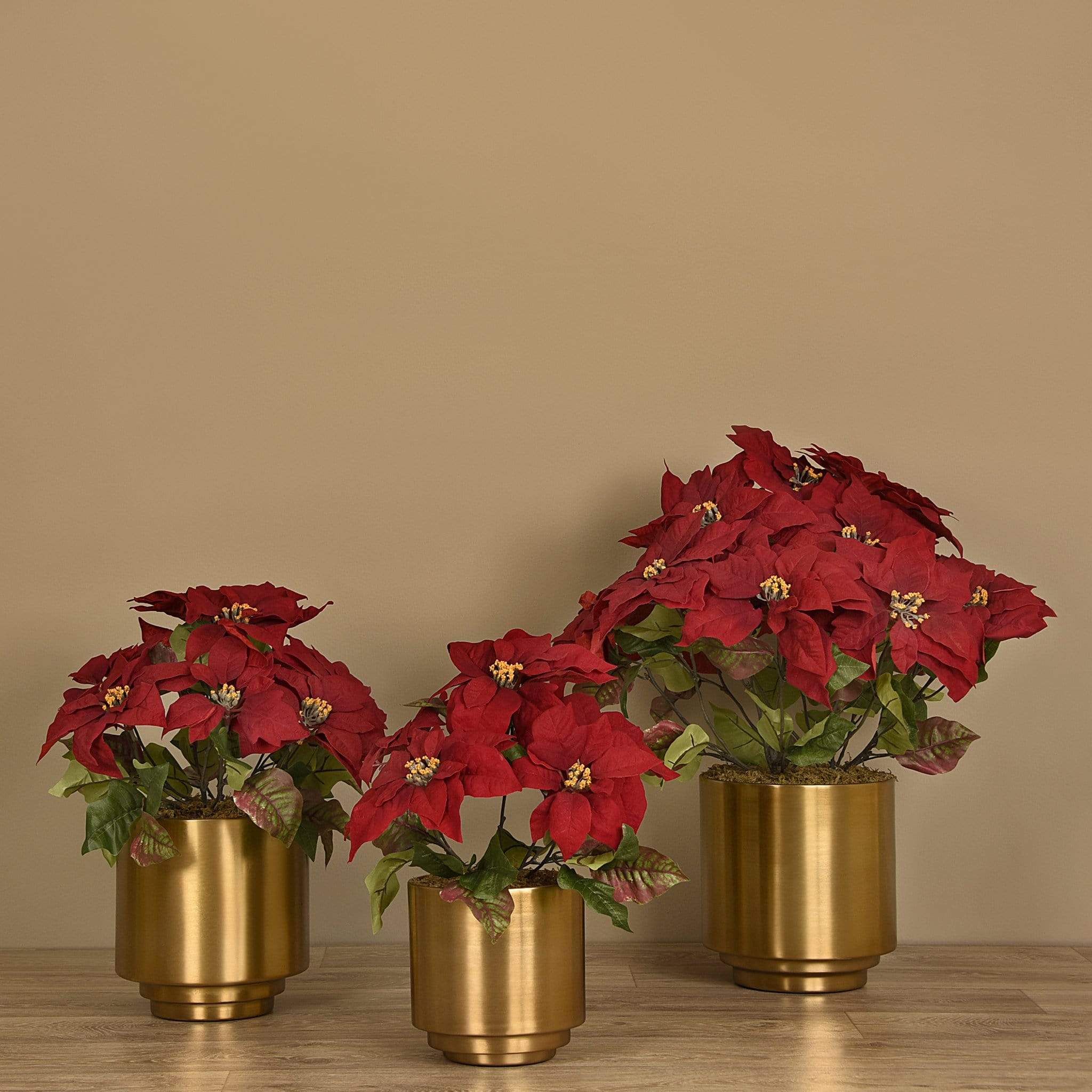 Poinsettia Arrangement in Metal Vase - Image 8