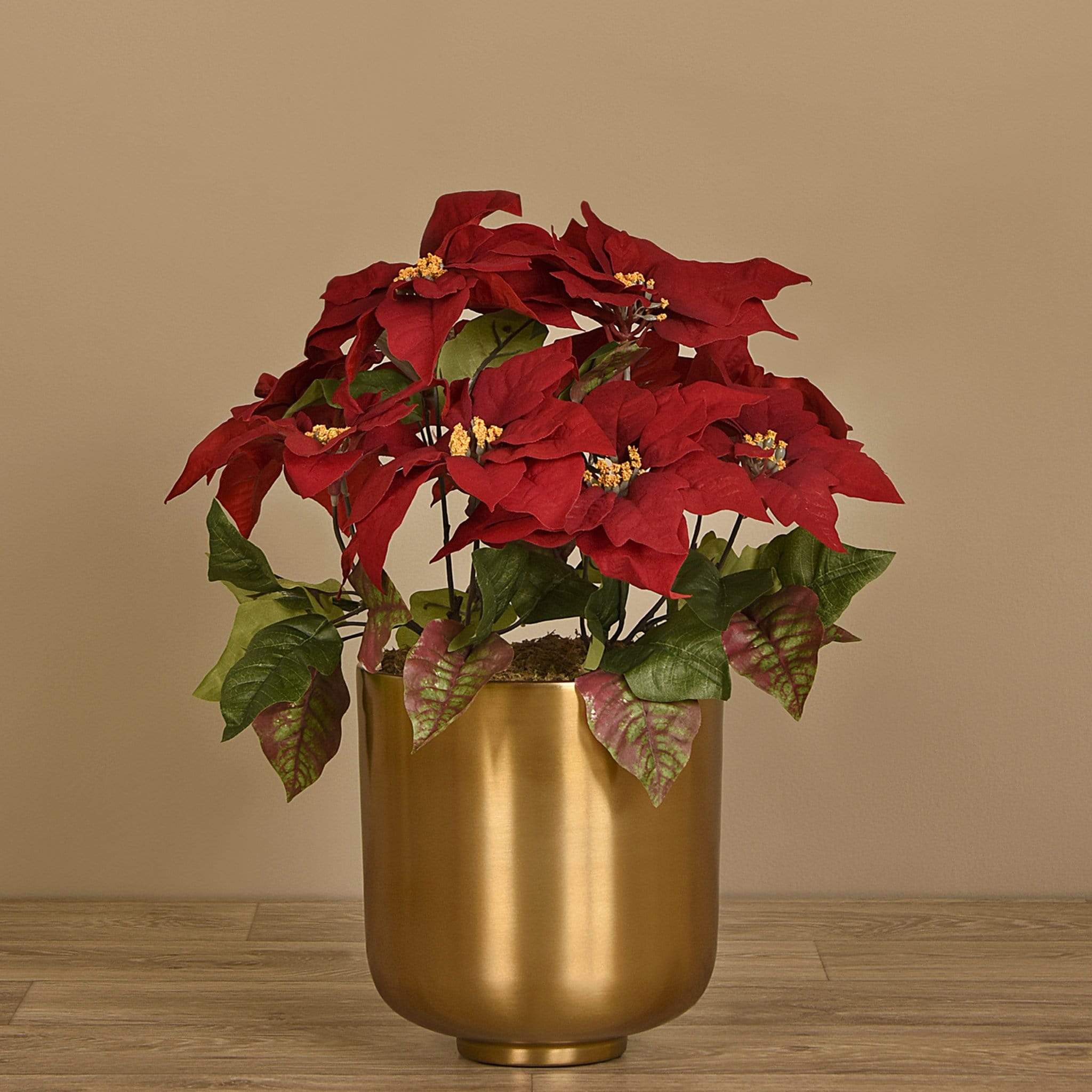 Poinsettia Arrangement in Metal Vase - Image 5