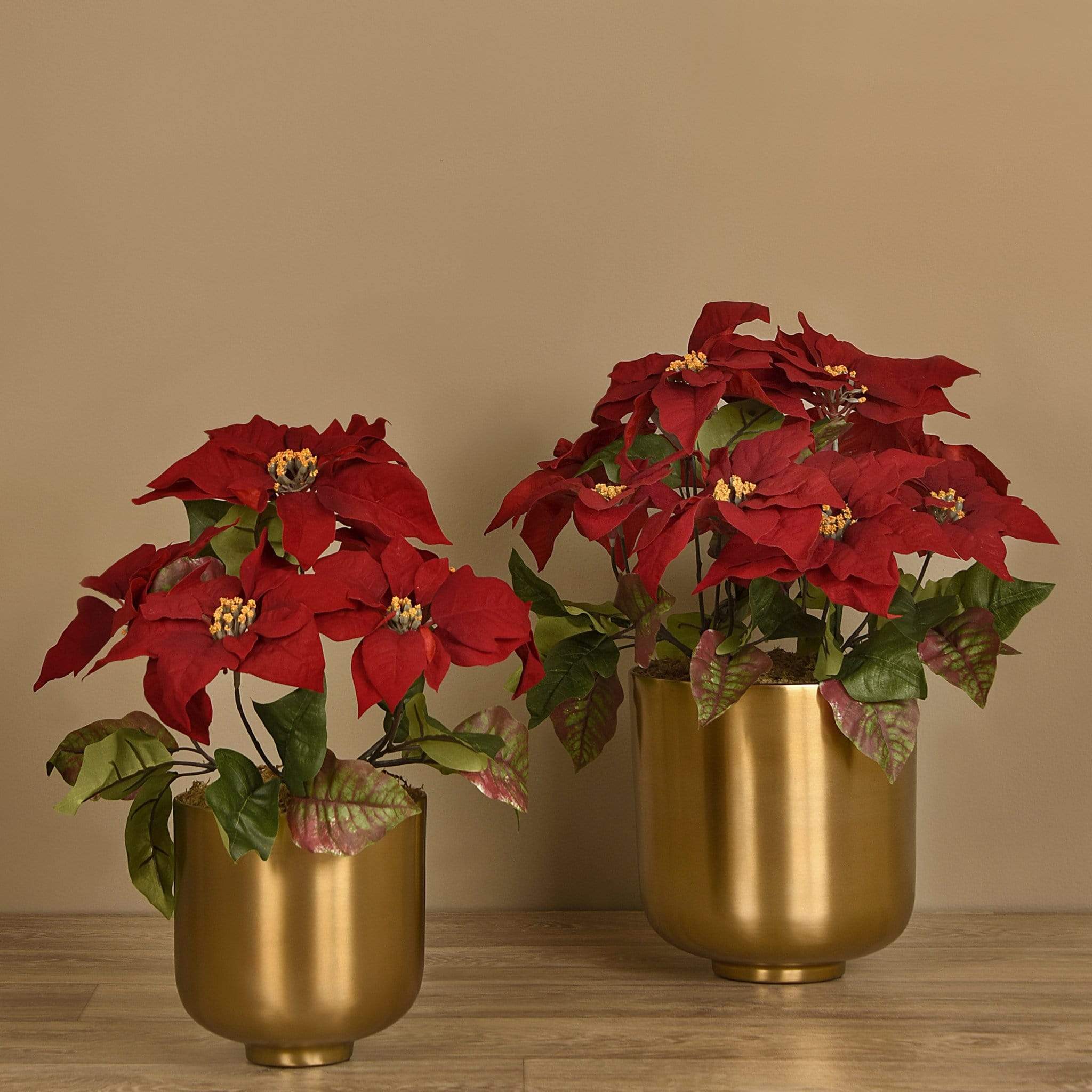 Poinsettia Arrangement in Metal Vase - Image 6
