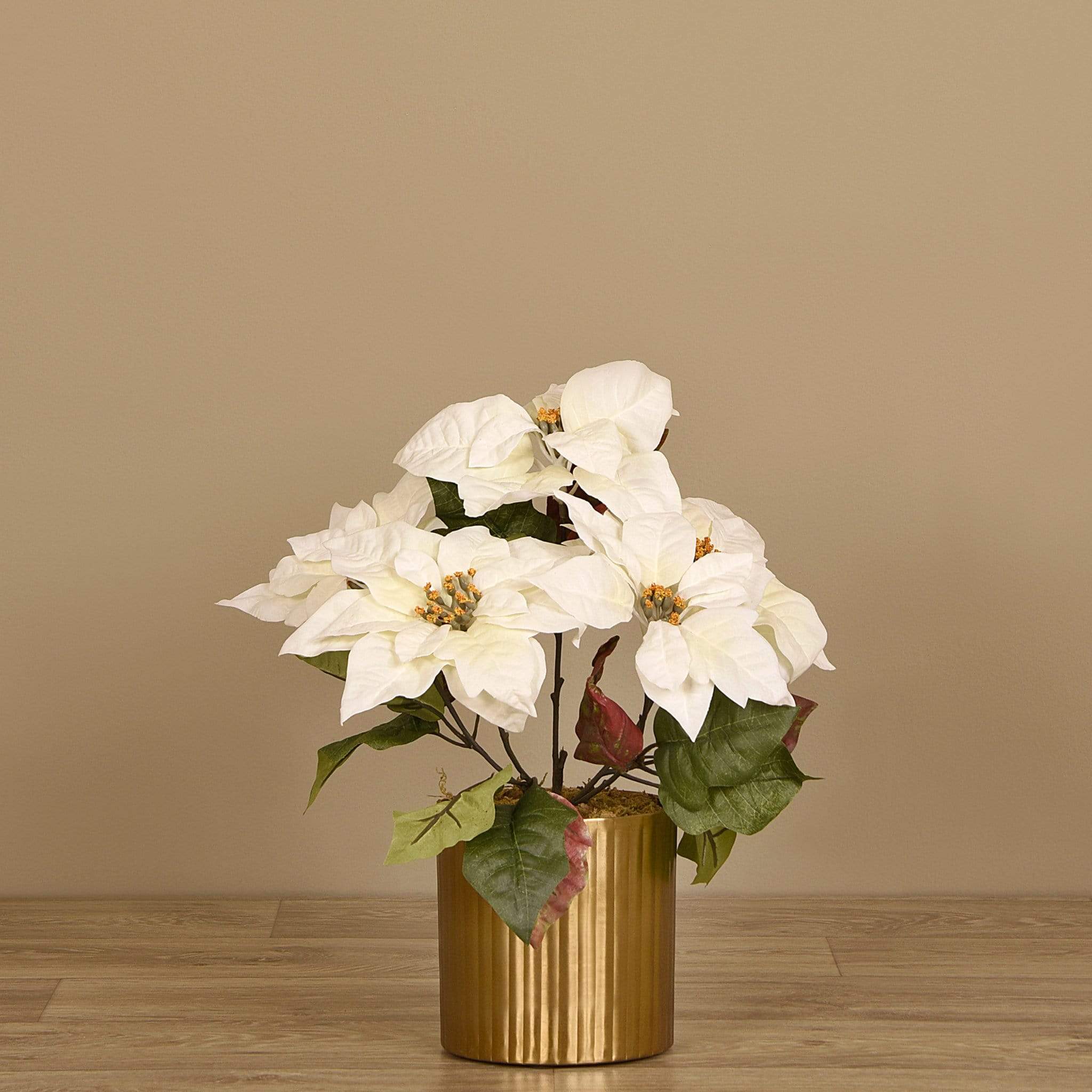 Poinsettia Arrangement in Metal Vase - Image 2